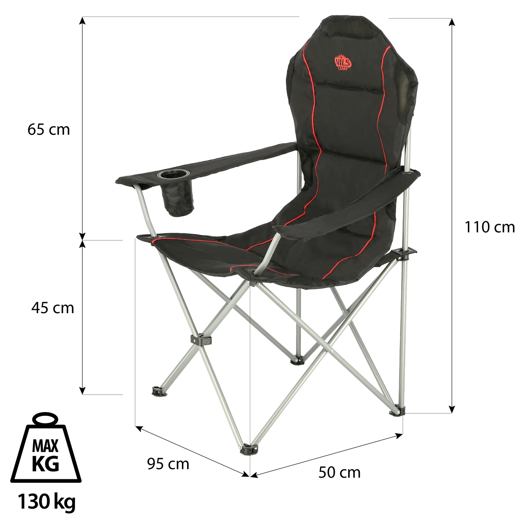 Krzesło turystyczne Nils Camp NC3080 - Czarno-czerwone