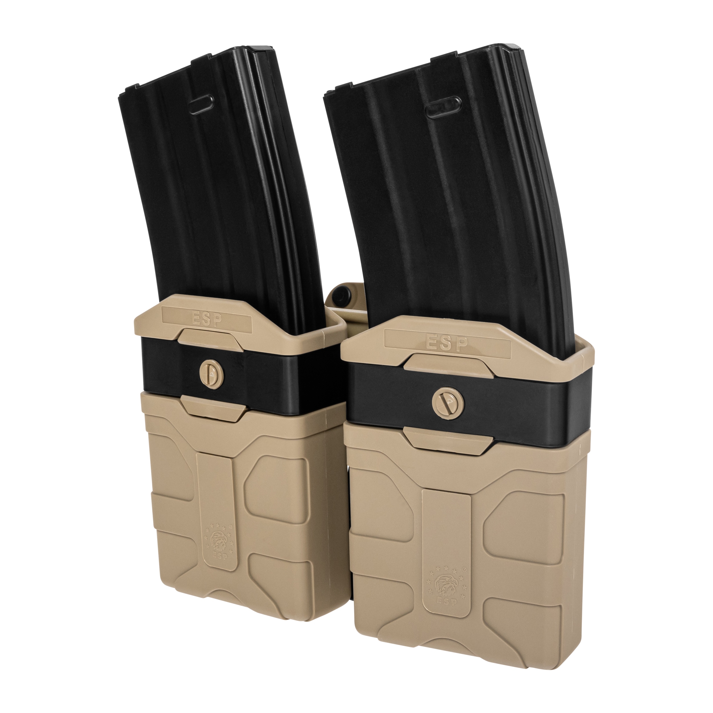 Podwójna ładownica obrotowa ESP z montażem Paddle na magazynki w kalibrze 5.56 mm - Khaki