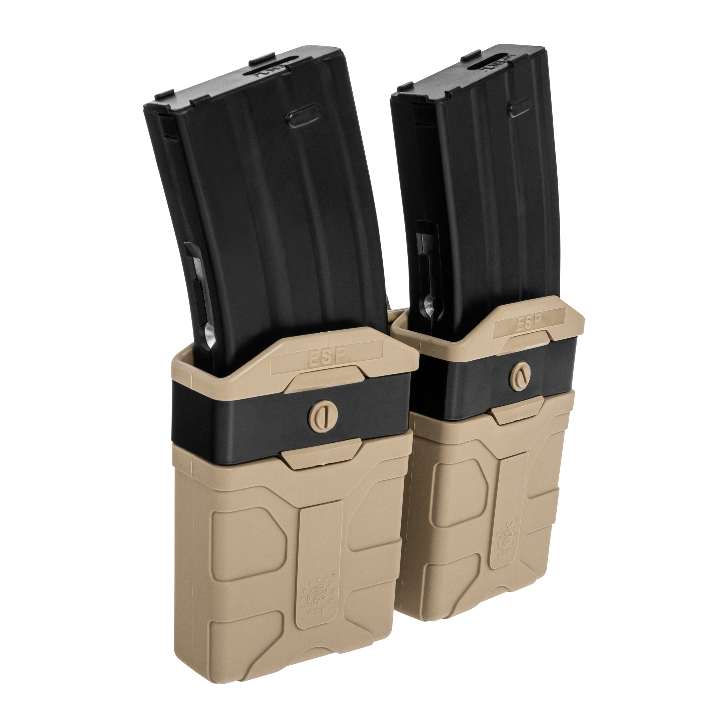 Podwójna ładownica obrotowa ESP z montażem Paddle na magazynki w kalibrze 5.56 mm - Khaki