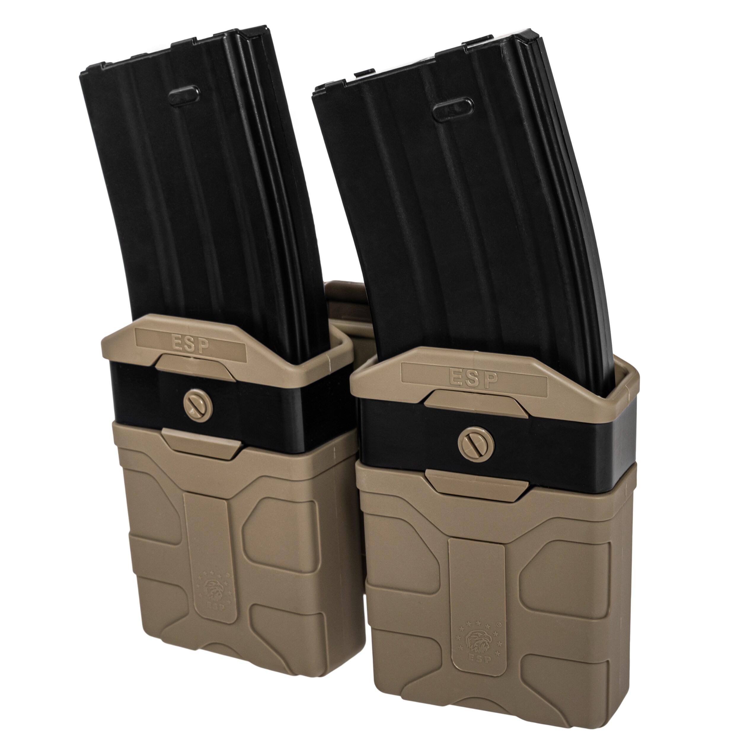 Podwójna ładownica obrotowa ESP z montażem UBC-04-2 Clip na magazynki - Khaki