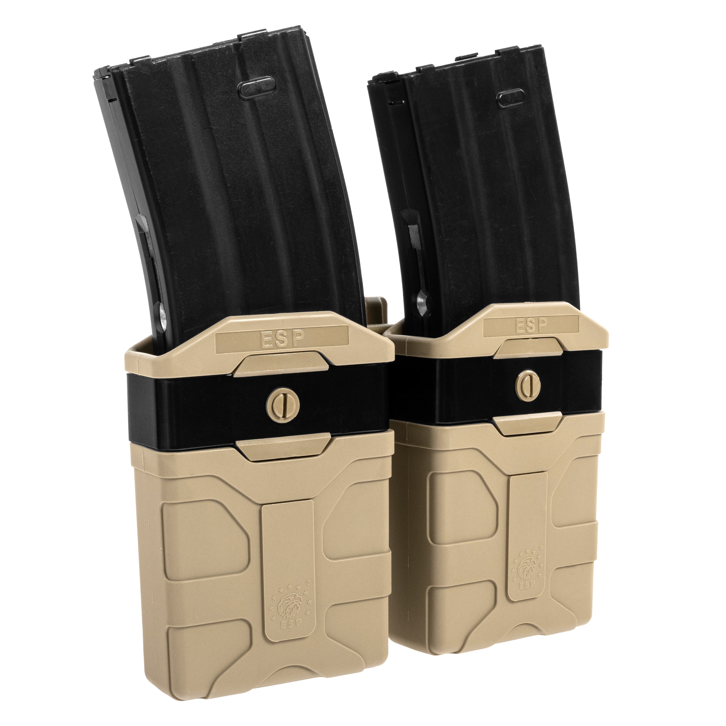 Podwójna ładownica obrotowa ESP z montażem UBC-05-A na magazynek AR-15 - Khaki