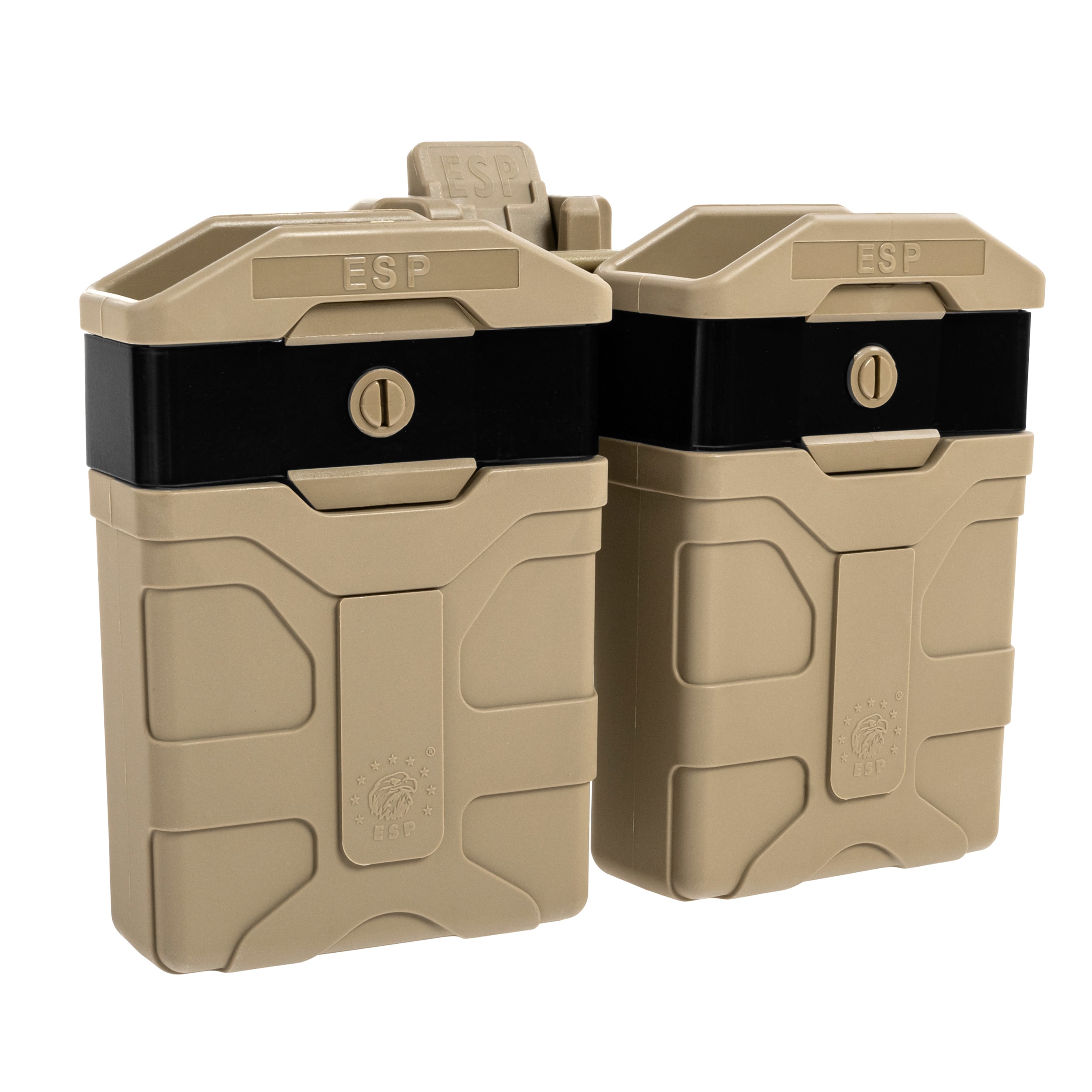 Podwójna ładownica obrotowa ESP z montażem UBC-05-A na magazynek AR-15 - Khaki