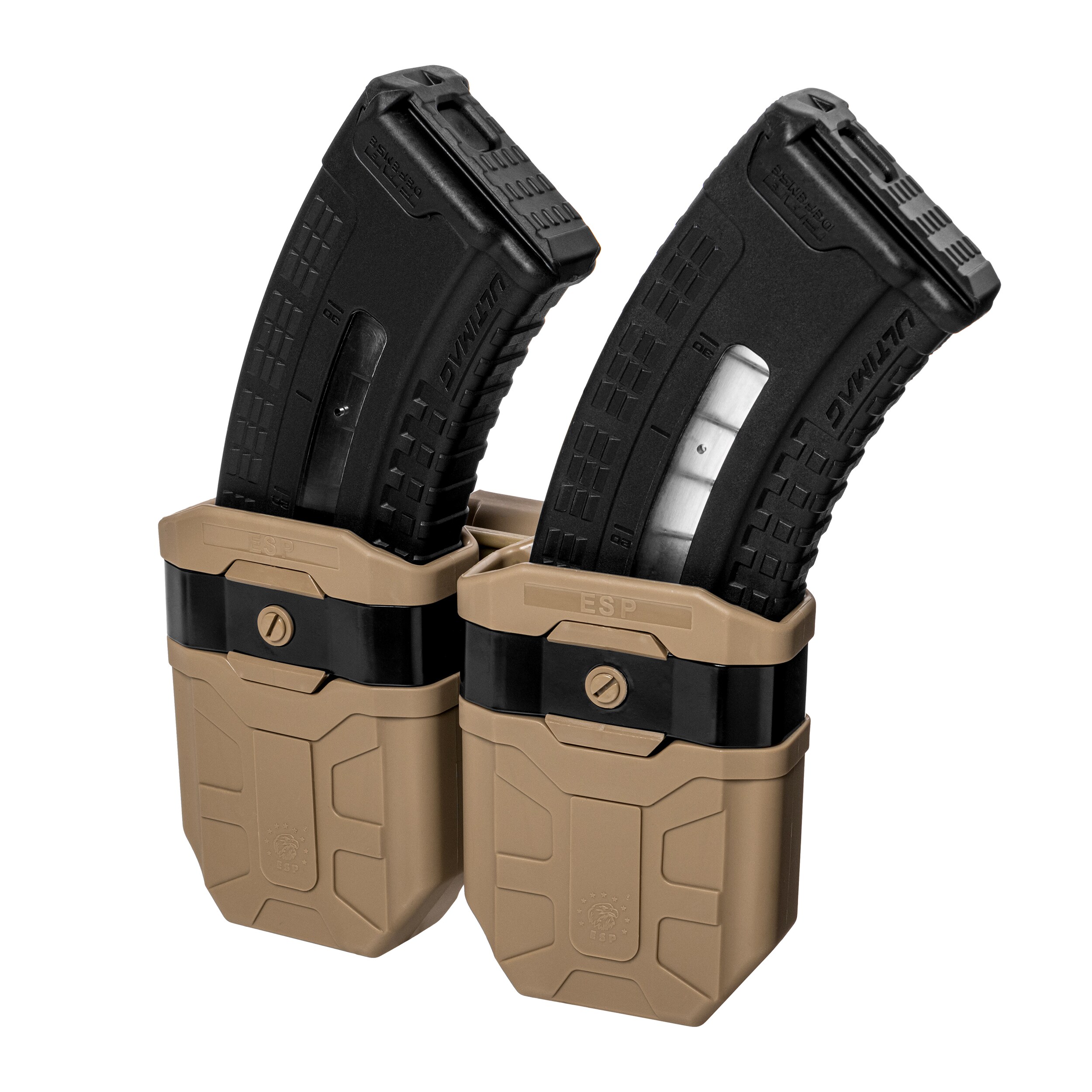 Podwójna ładownica ESP z montażem UBC-03 Clip na magazynki 7,62 x 39 mm - Khaki