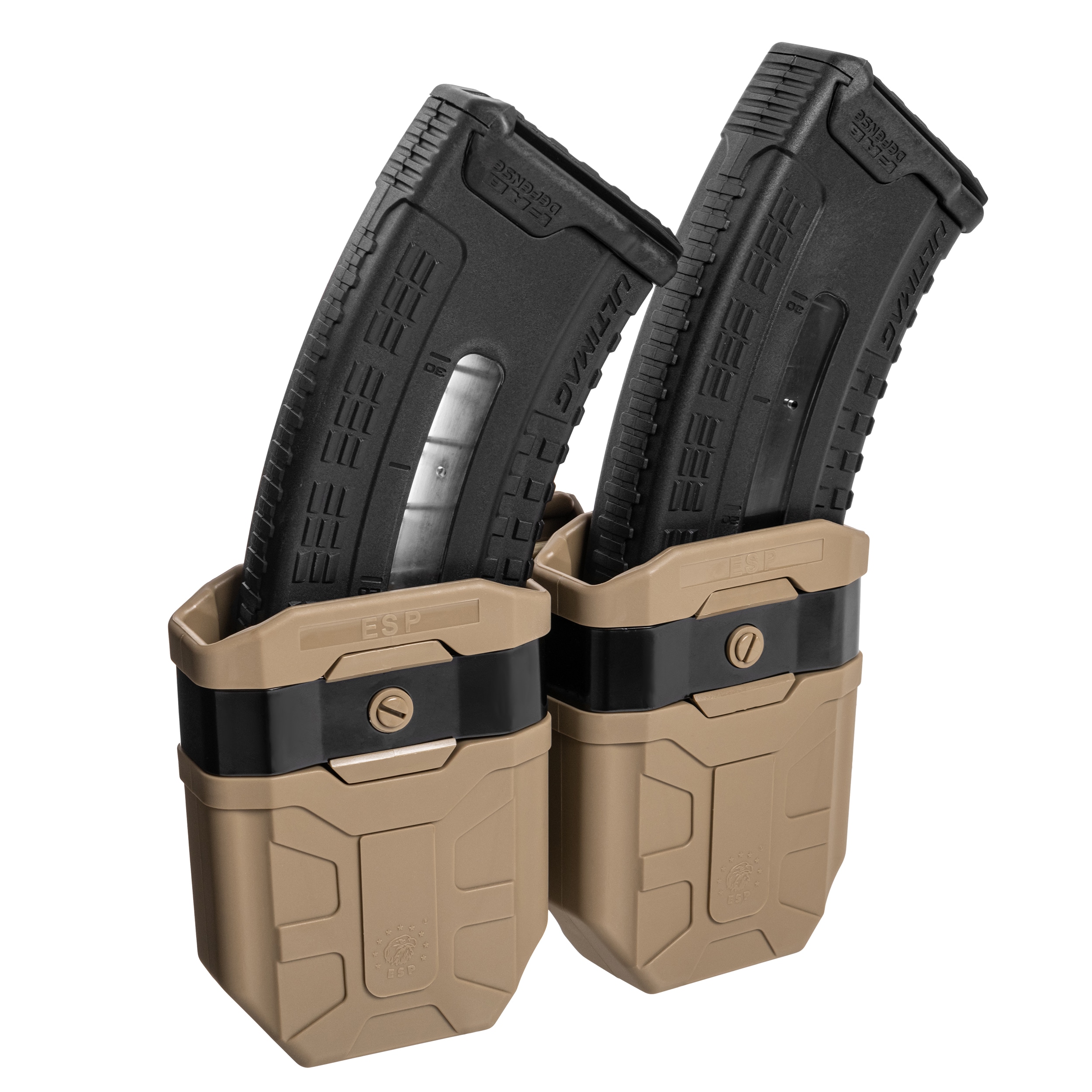 Podwójna ładownica obrotowa ESP z montażem UBC-04-2 na magazynki - Khaki