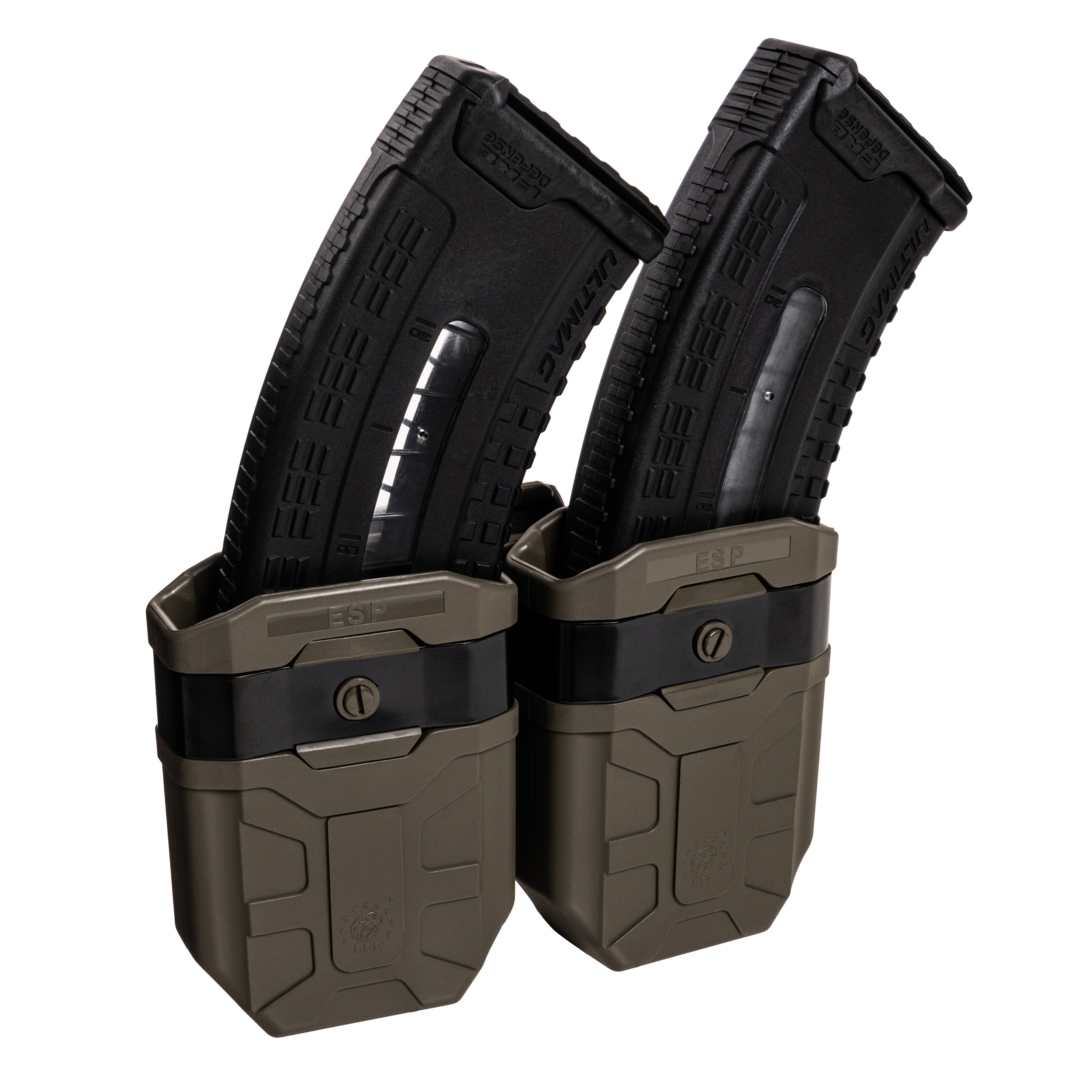 Podwójna ładownica obrotowa ESP z montażem UBC-04-2 na magazynki - Olive Drab