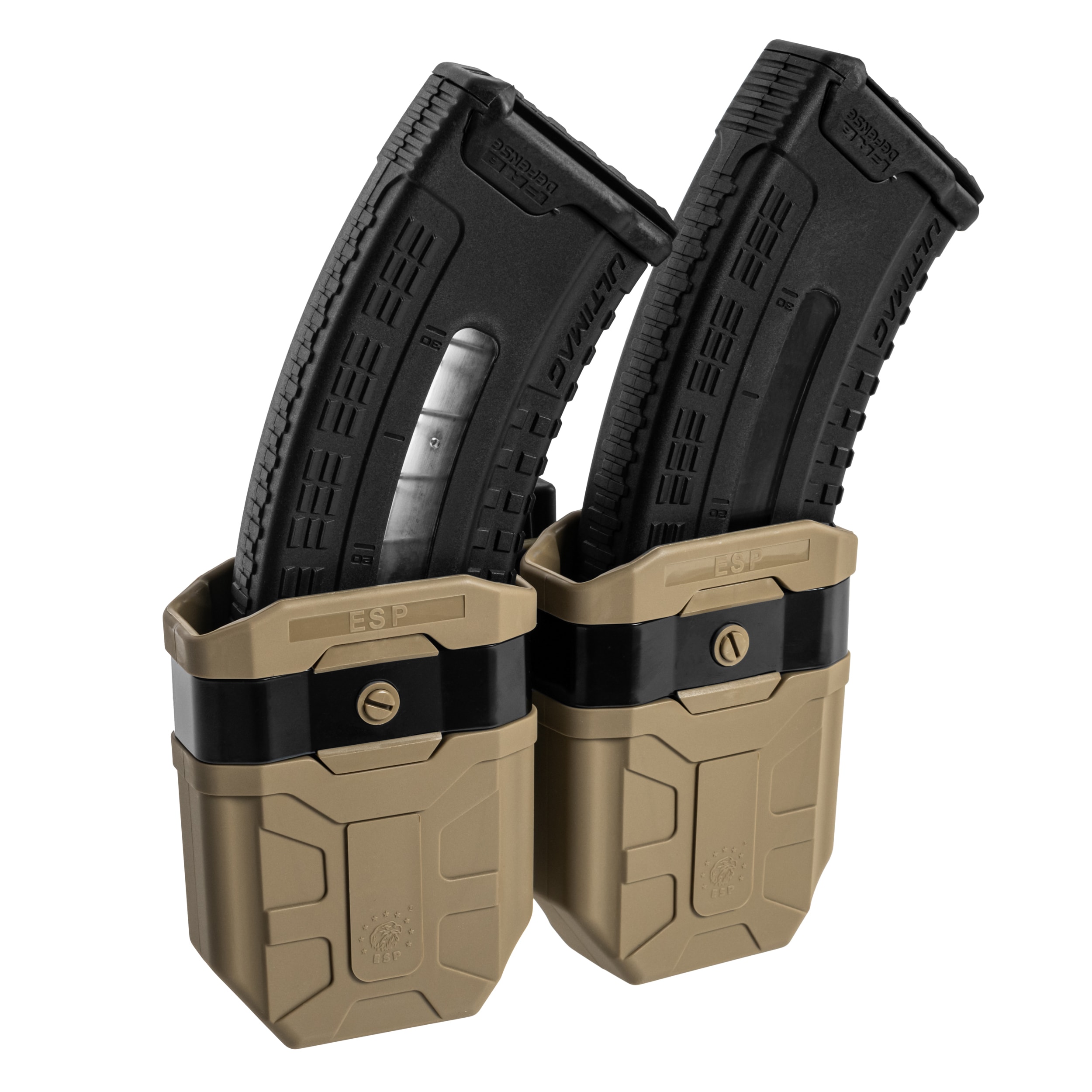 Podwójna ładownica obrotowa ESP z montażem UBC-08 na magazynki 7,62 mm - Khaki