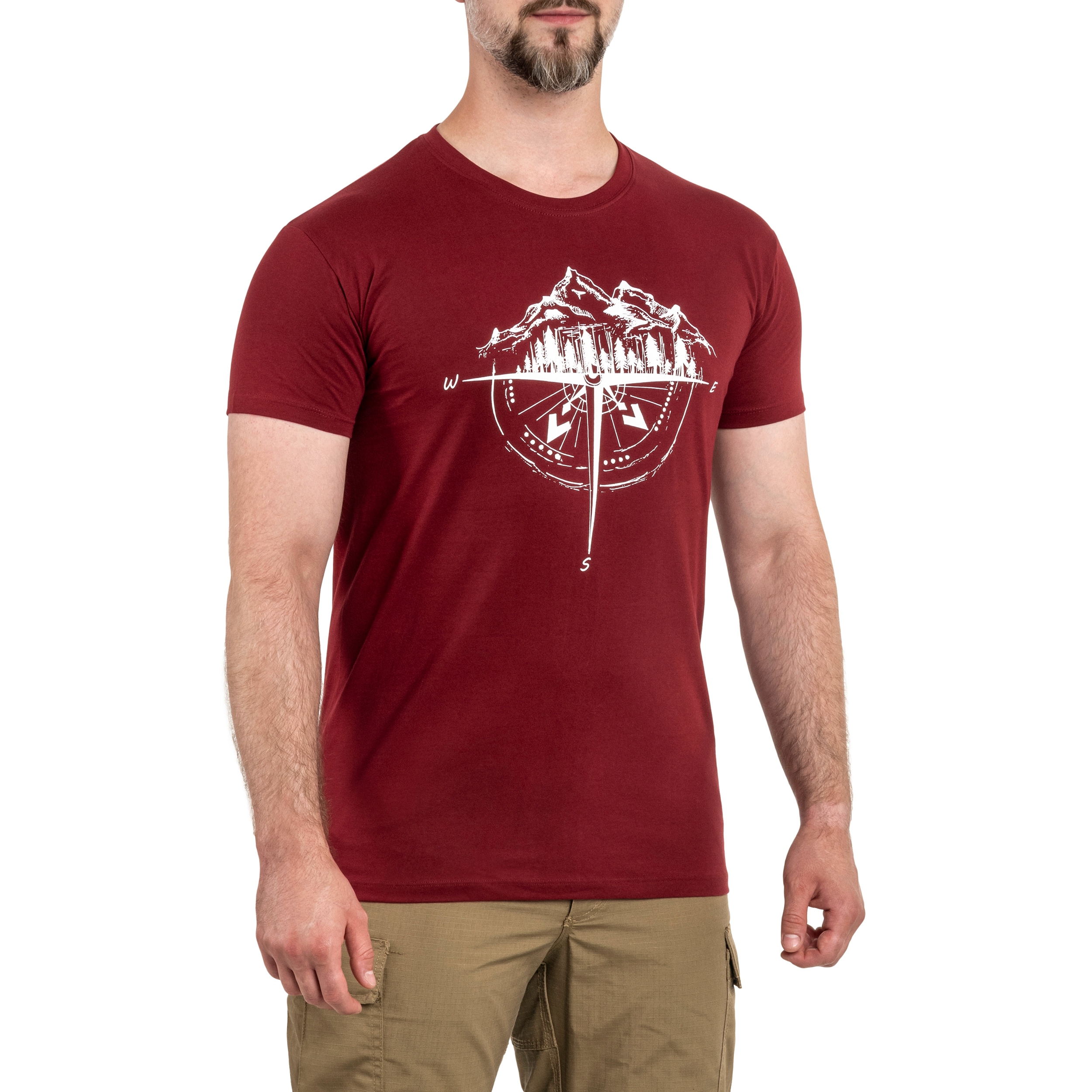 Koszulka T-shirt TigerWood Róża Wiatrów - Bordowa