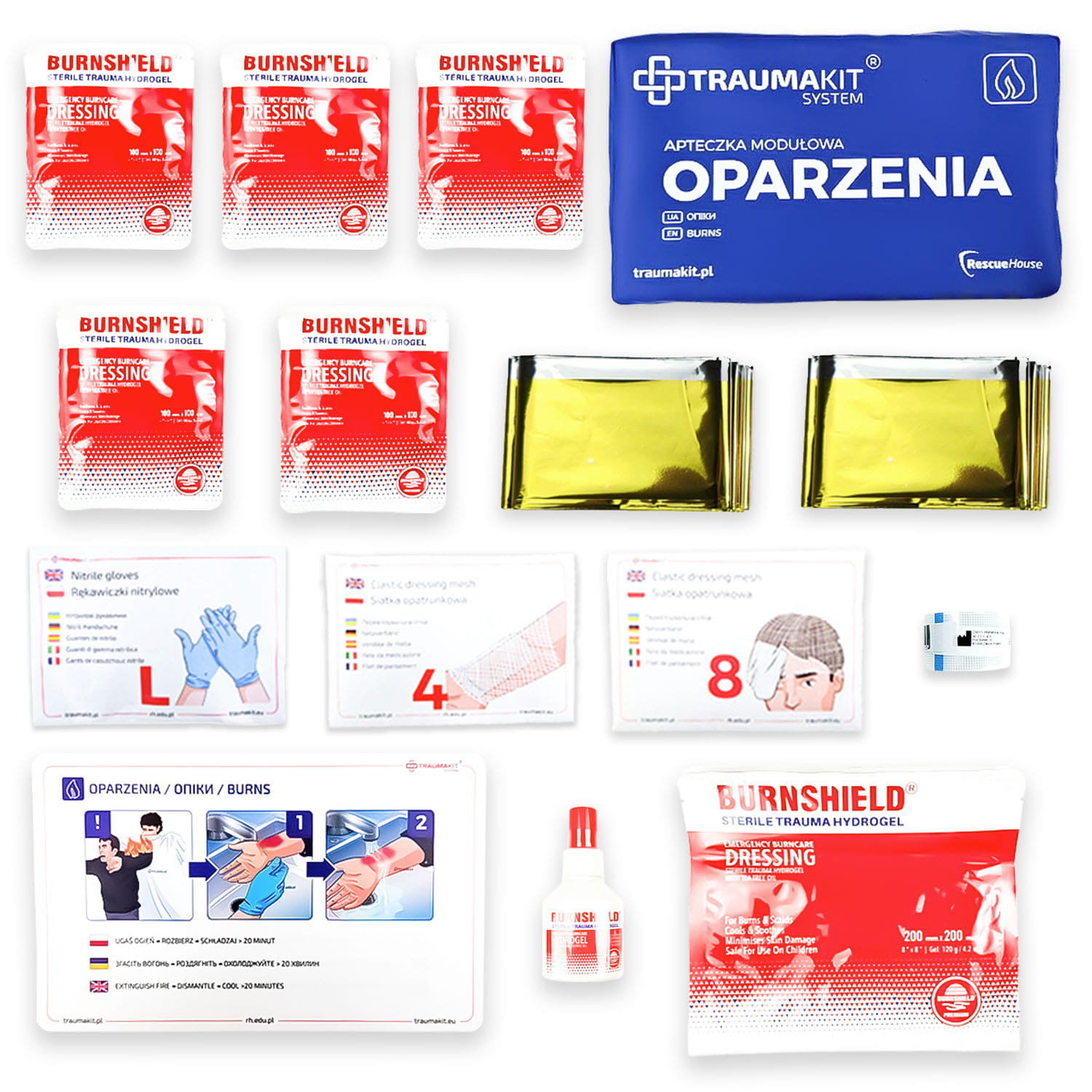 Apteczka modułowa AedMax Trauma Kit O Niebieska - Oparzenia Burnshield