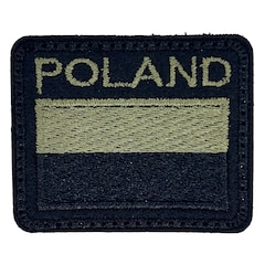 Naszywka flaga Polski z napisem Poland 52 x 42 mm - Black