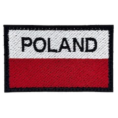 Naszywka flaga Polski z napisem Poland 75 x 45 mm