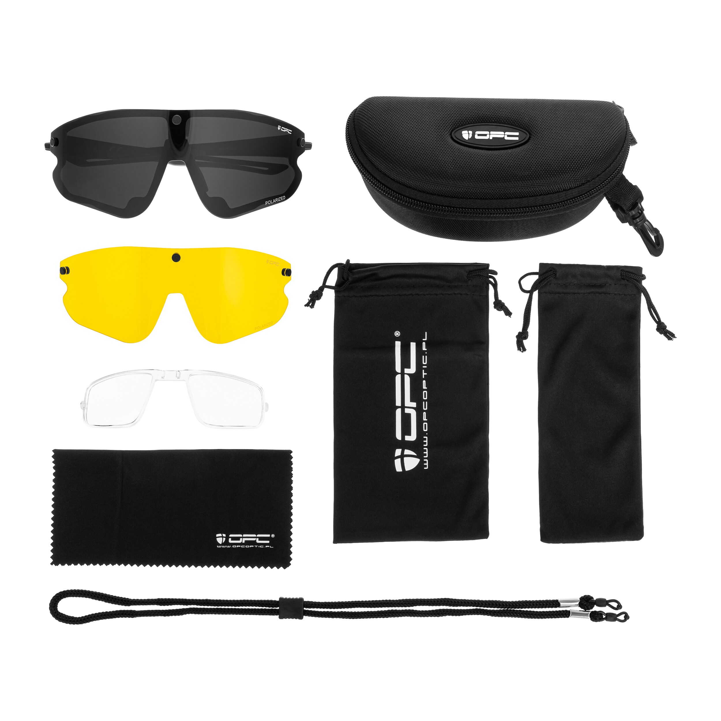 Okulary przeciwsłoneczne OPC All Round Morpho - Matt Black/Smoke/Yellow Set