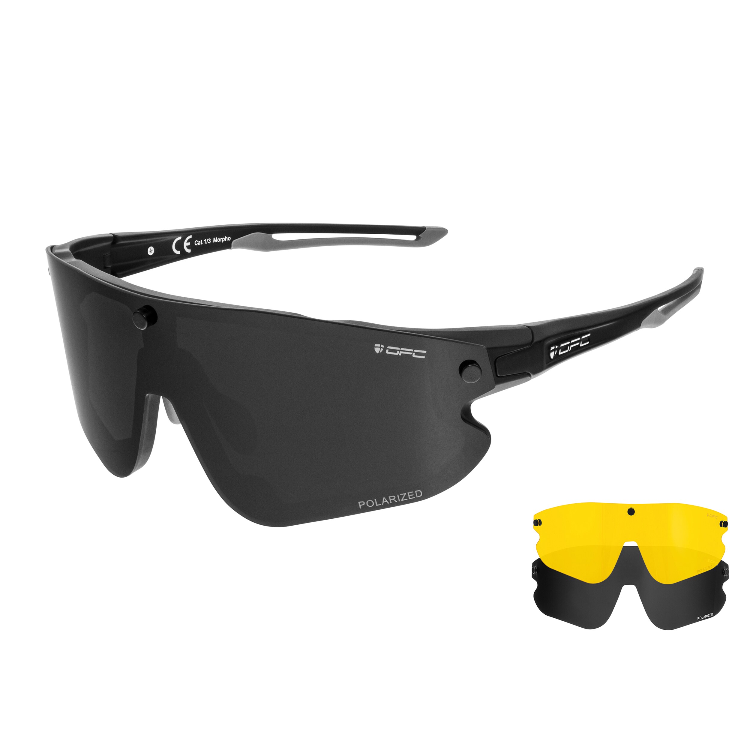Okulary przeciwsłoneczne OPC All Round Morpho - Matt Black/Smoke/Yellow Set