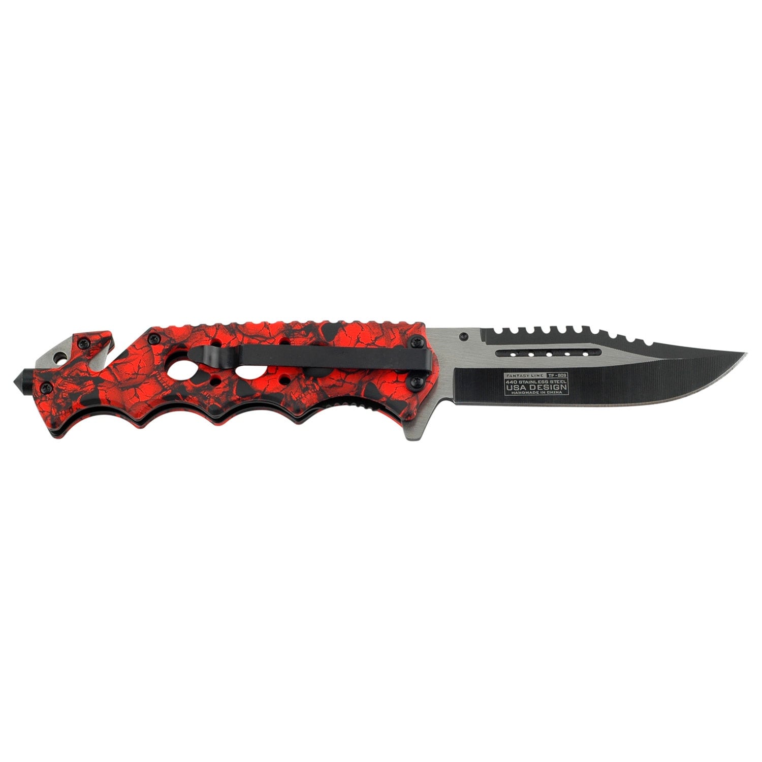 Nóż składany ratowniczy Master Cutlery TF-809BK Spring Assisted - Red