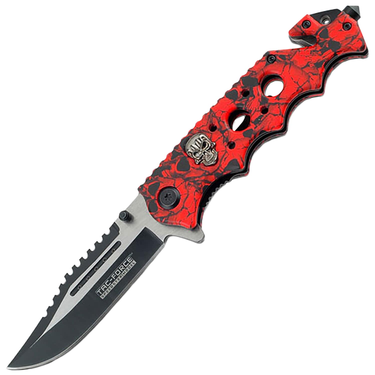 Nóż składany ratowniczy Master Cutlery TF-809BK Spring Assisted - Red