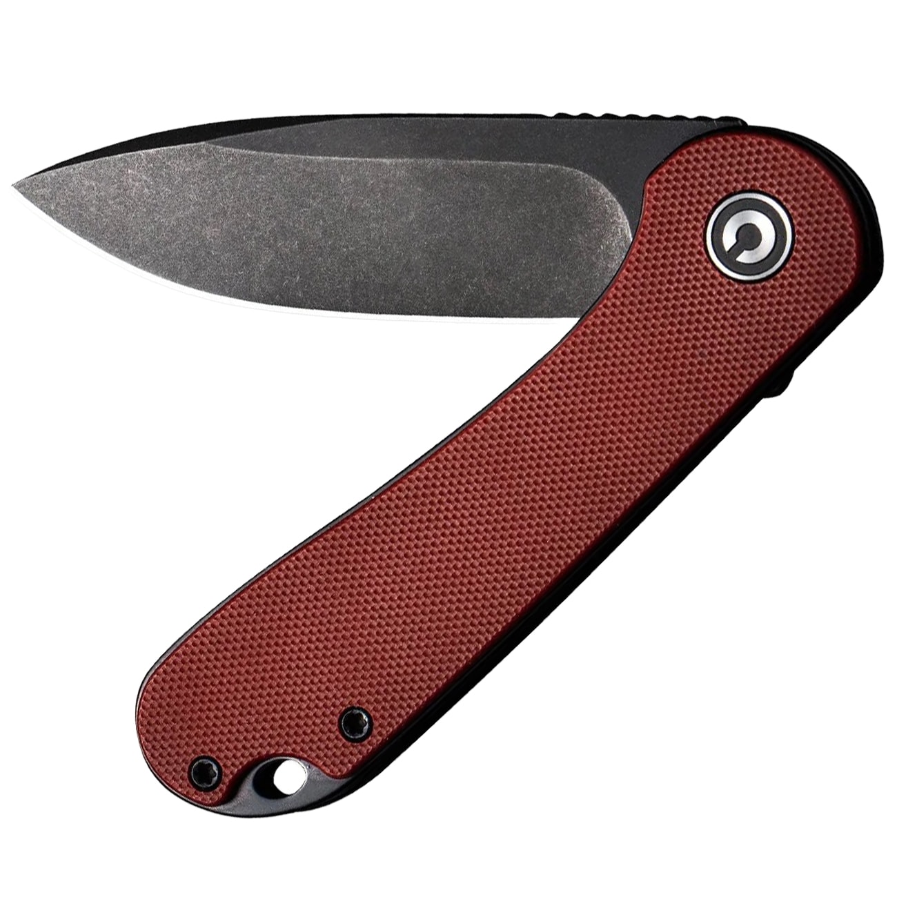 Civivi D2 Elementum Flipper C907A-1 Folding Knife - Black Stonewashed/Burgundy G10
