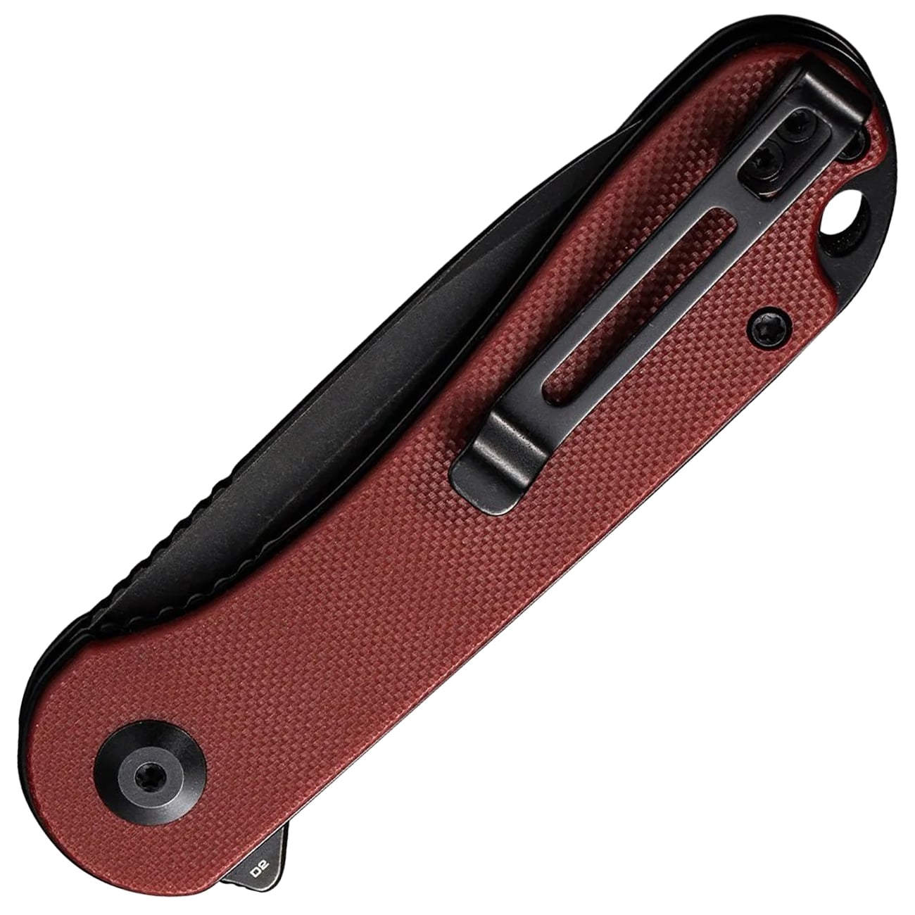 Civivi D2 Elementum Flipper C907A-1 Folding Knife - Black Stonewashed/Burgundy G10