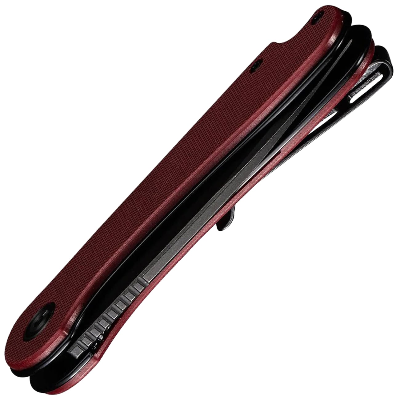 Civivi D2 Elementum Flipper C907A-1 Folding Knife - Black Stonewashed/Burgundy G10