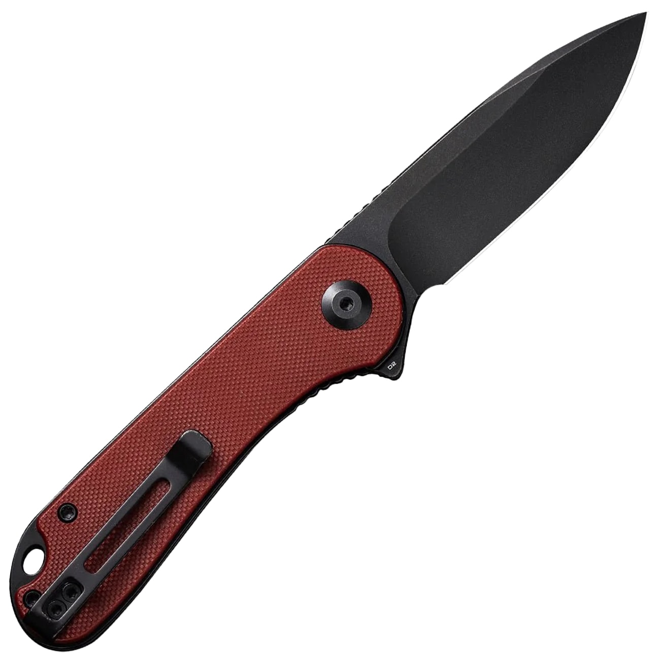 Civivi D2 Elementum Flipper C907A-1 Folding Knife - Black Stonewashed/Burgundy G10