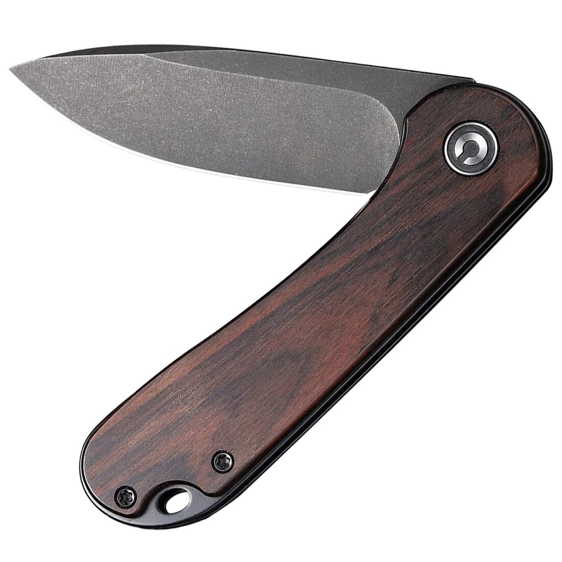 Civivi D2 Elementum Flipper C907W Folding Knife - Black Stonewashed/Black Ebony Wood