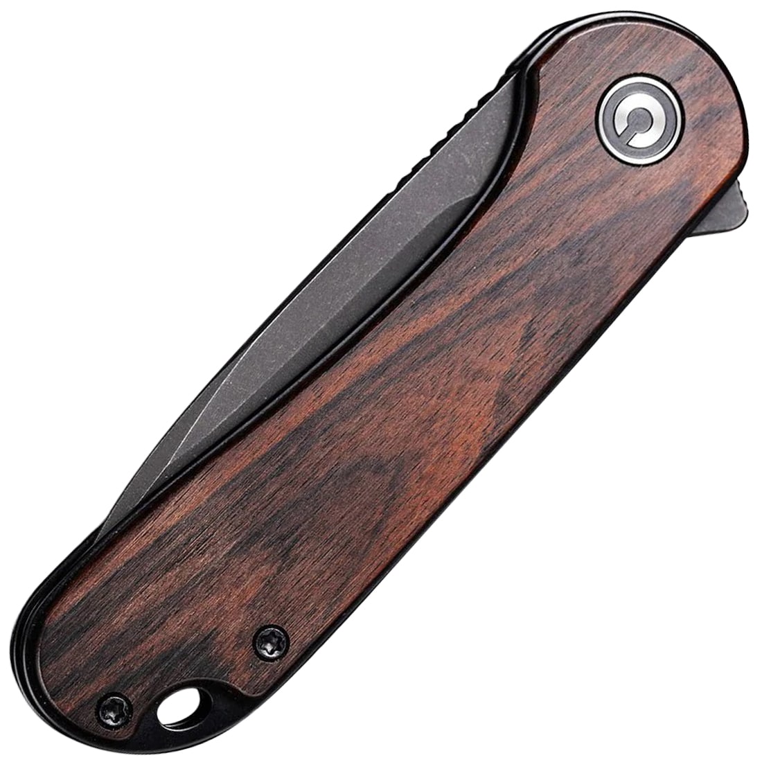 Civivi D2 Elementum Flipper C907W Folding Knife - Black Stonewashed/Black Ebony Wood