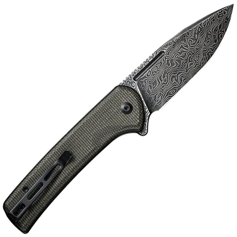Civivi Conspirator Damascus Folding Knife - Dark Green