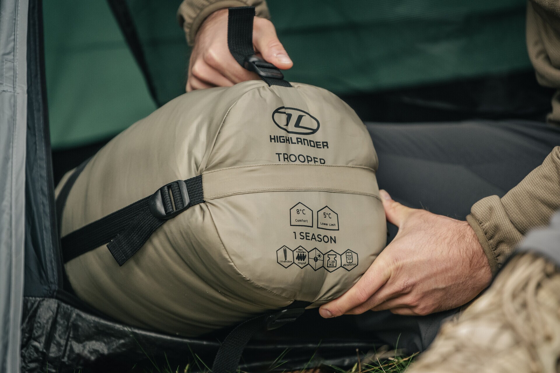 Śpiwór Highlander Forces Trooper 250 Ranger Green - lewy