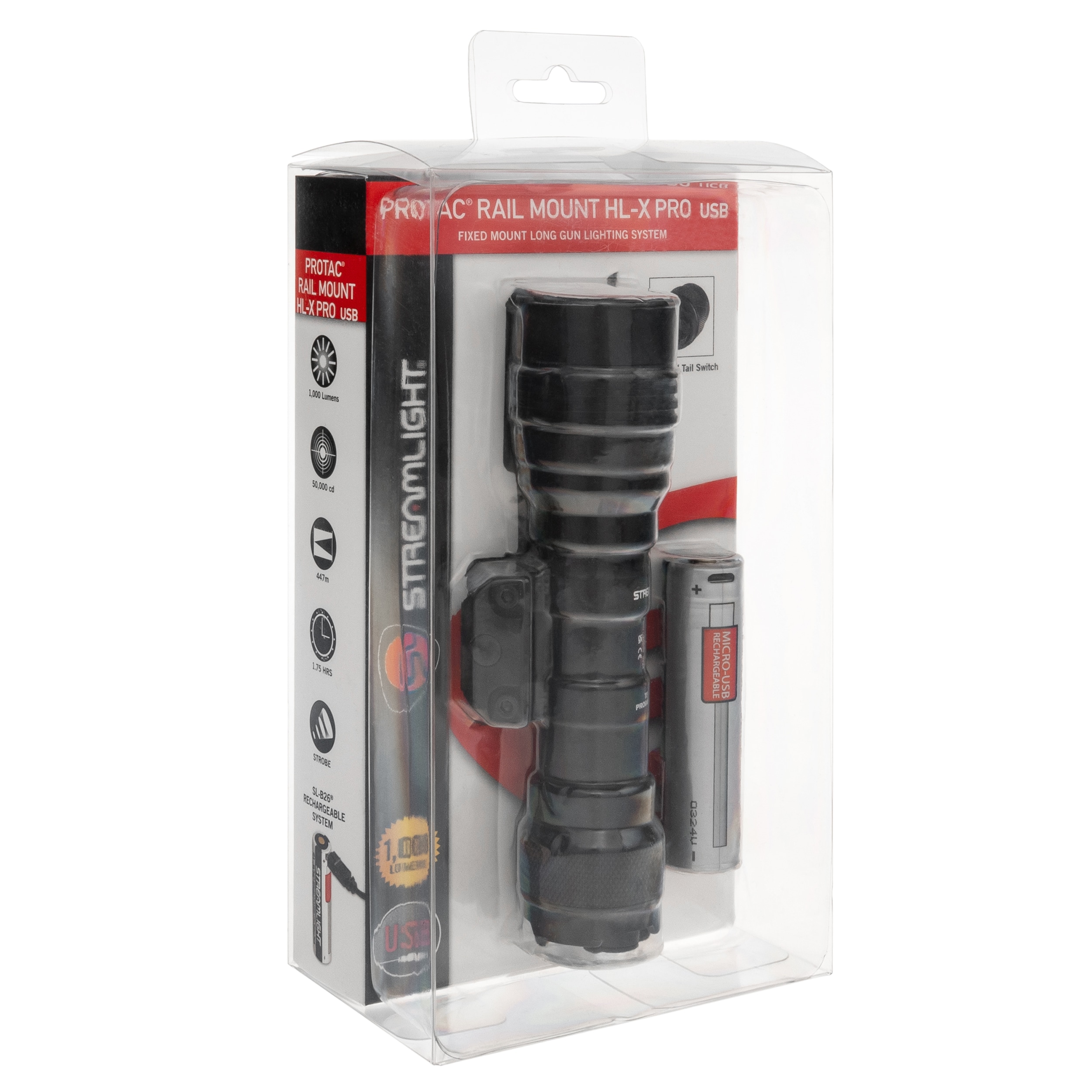 Streamlight ProTac Rail Mount HL-X Pro USB Black Long Weapon Flashlight - 1000 lumens