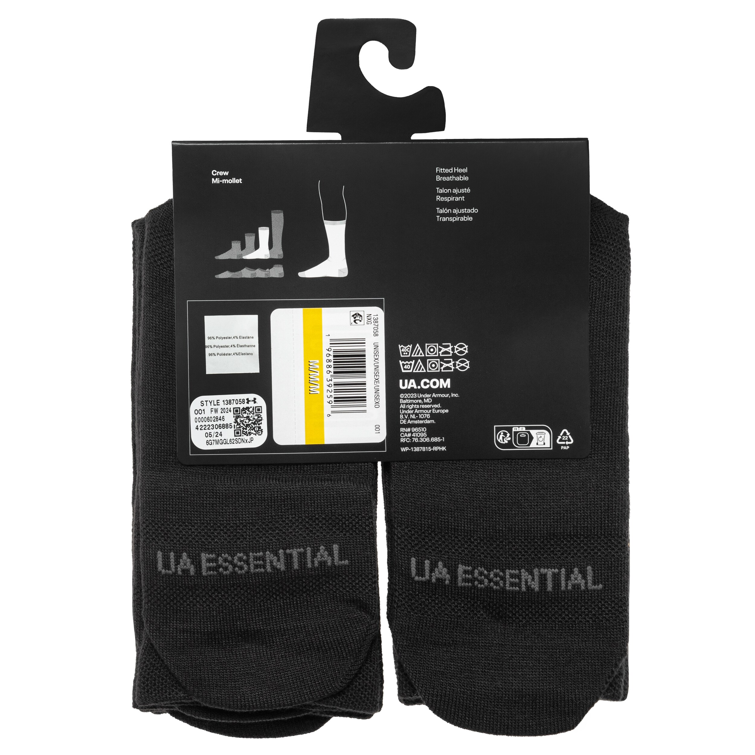 Skarpety Under Armour Essential Crew Black/Castlerock - 6 par
