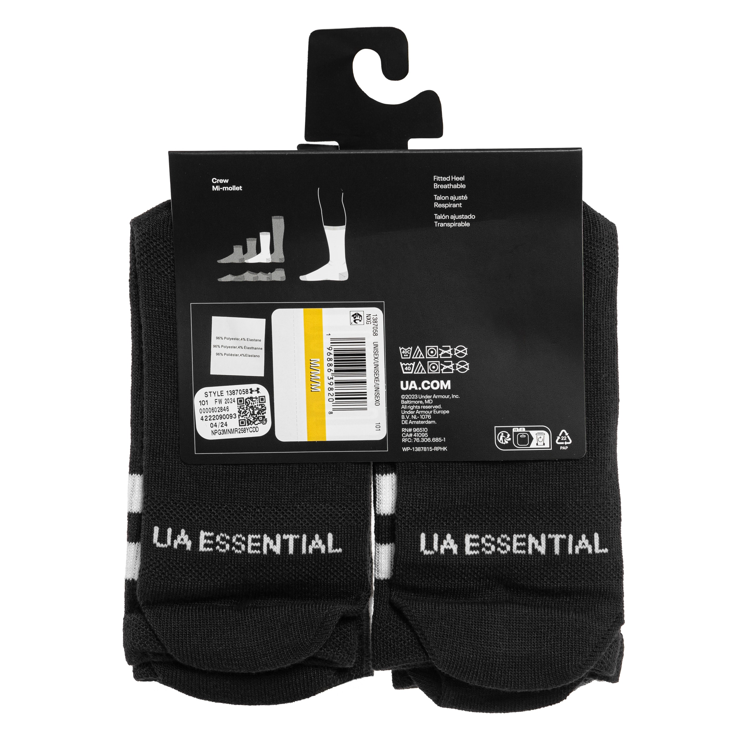 Skarpety Under Armour Essential Crew Black/White- 6 par