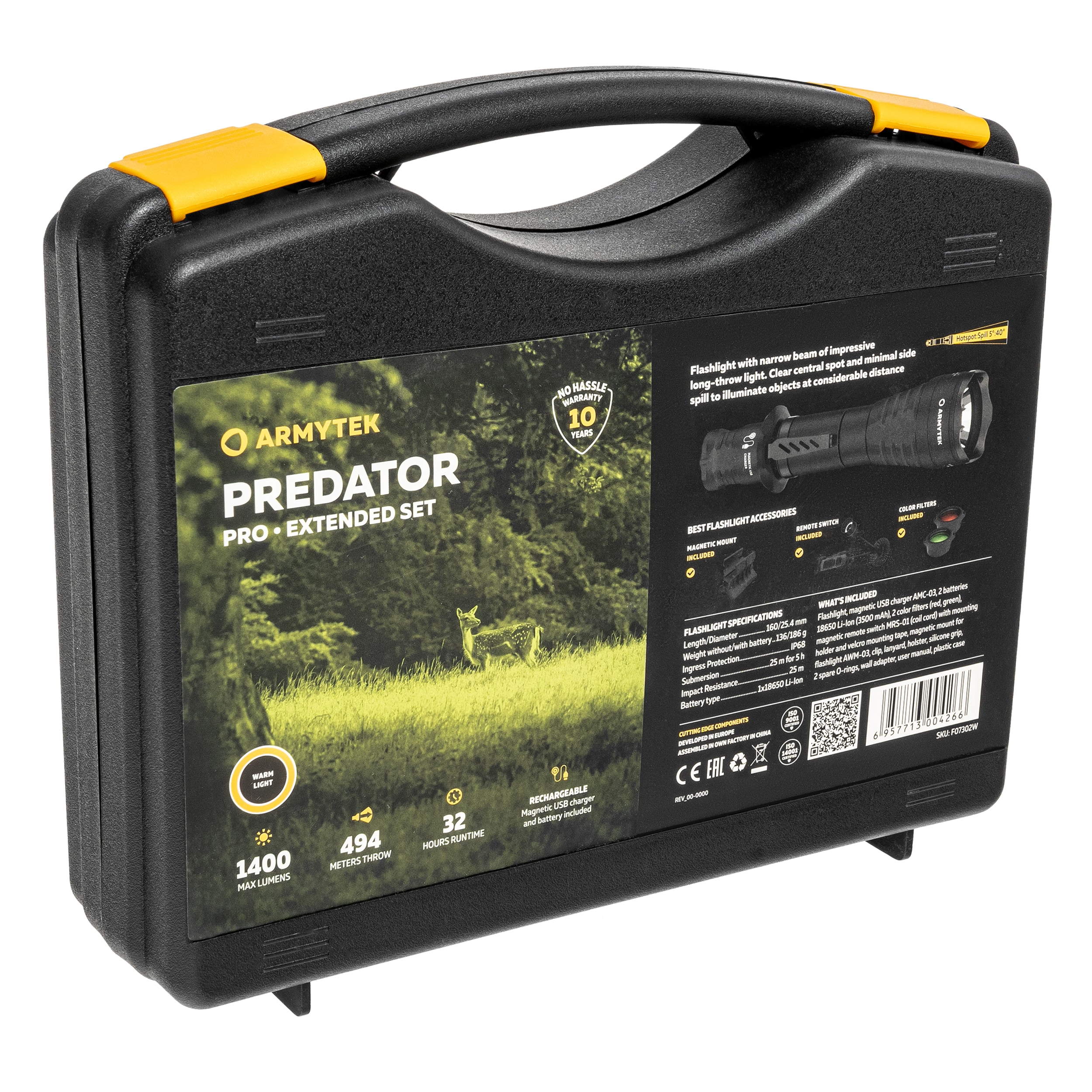 Latarka taktyczna Armytek Predator PRO Magnet Extended Set Warm - 1400 lumenów