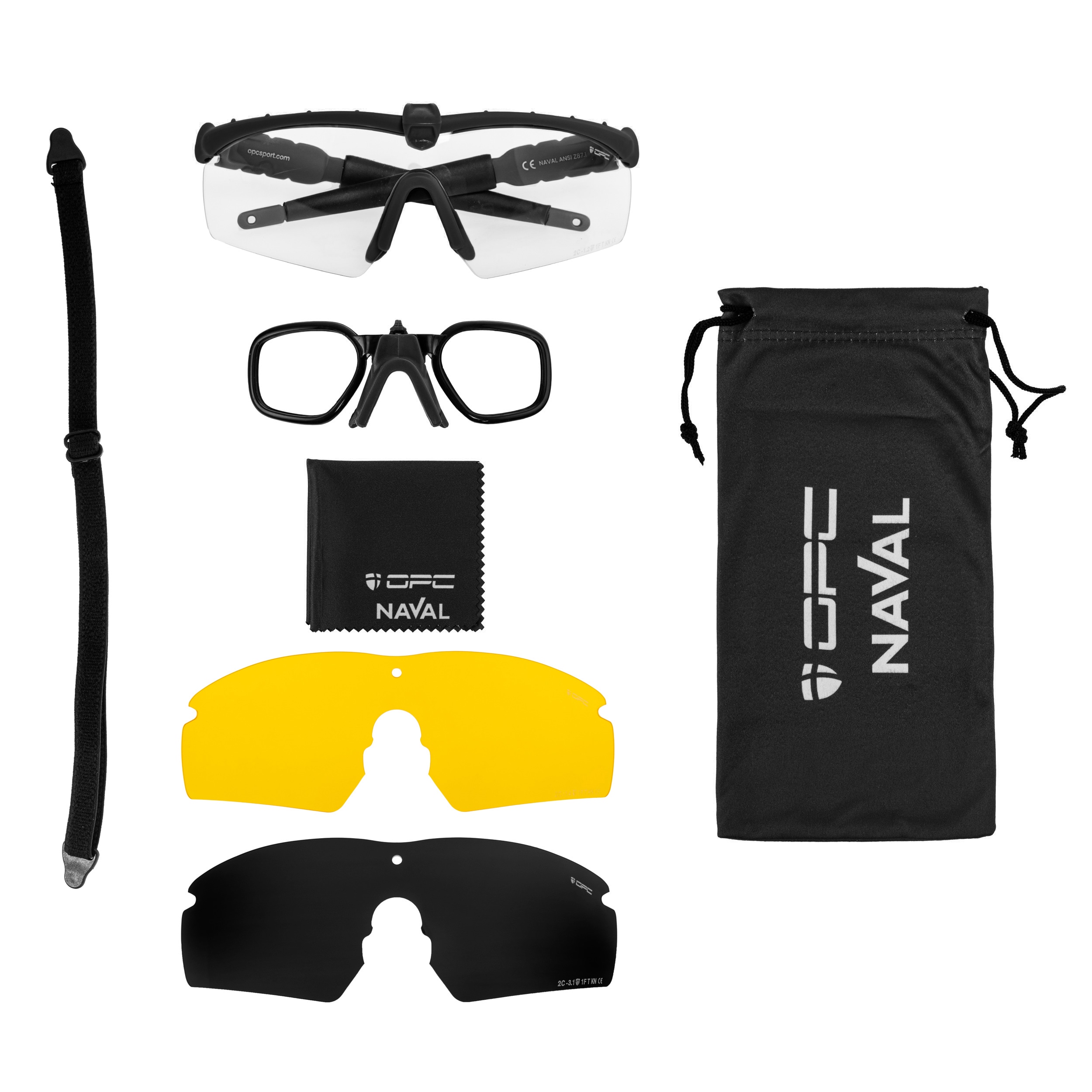 Okulary taktyczne OPC Tactic Naval Set - Matt Black/Smoke/Yellow