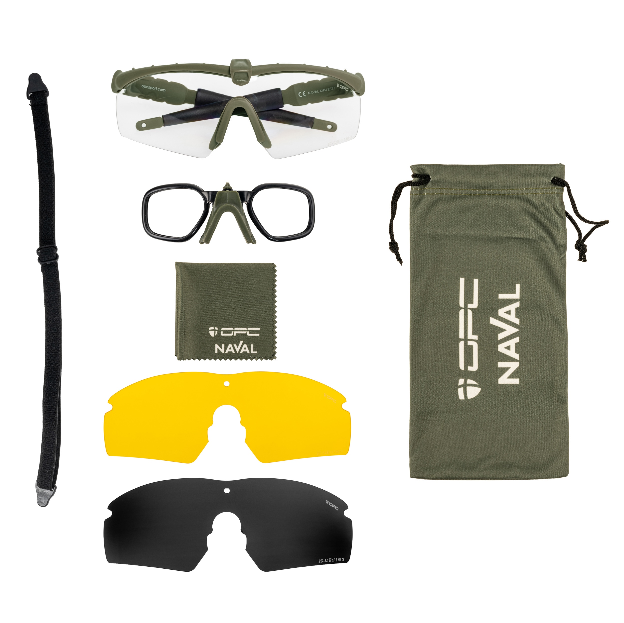 Okulary taktyczne OPC Tactic Naval Set - Matt Green/Smoke/Yellow