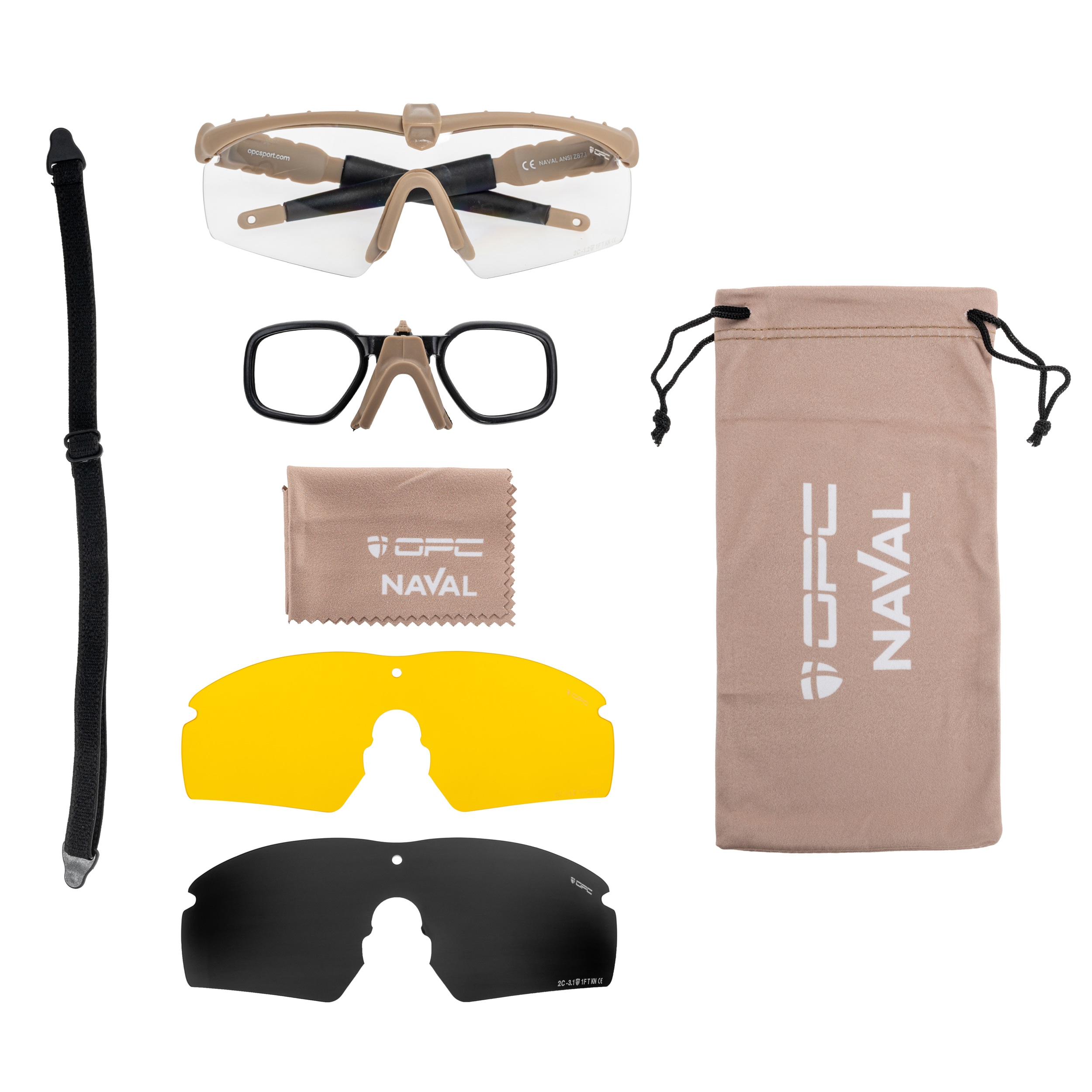 Okulary taktyczne OPC Tactic Naval Set - Matt Khaki/Smoke/Yellow