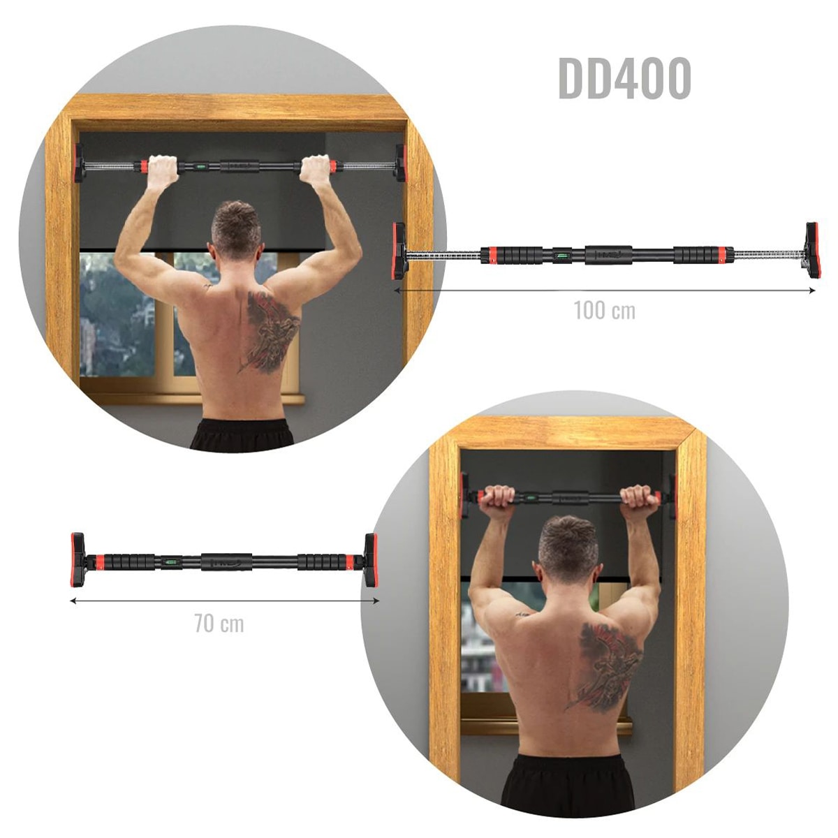 Drążek do podciągania HMS 70-100 cm z poziomicą - rozporowy