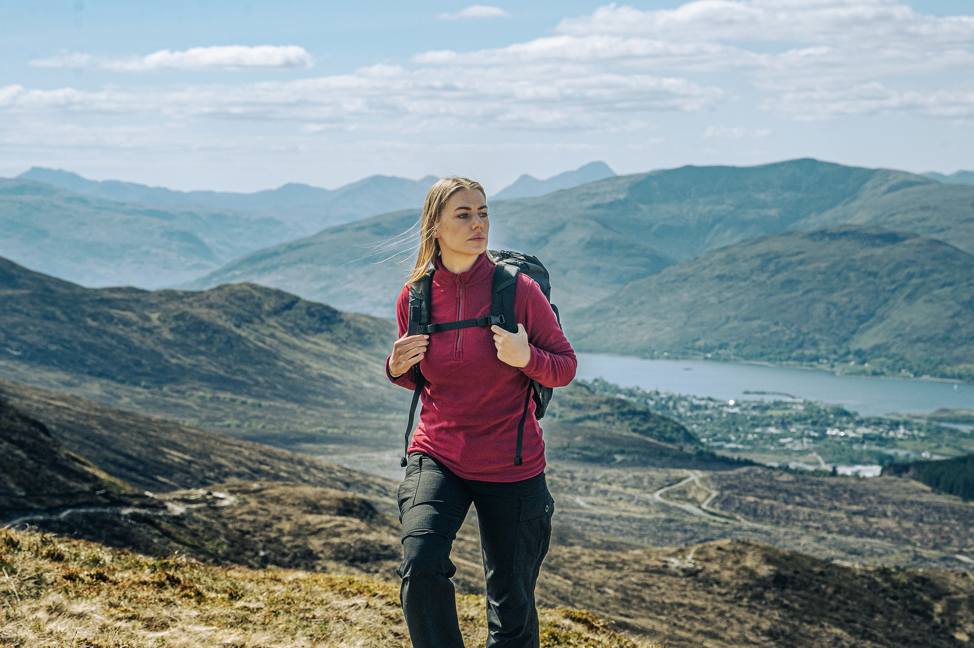 Polar damski Highlander Outdoor Ember Fleece Top - Rumba Red