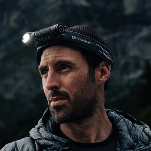 Latarka czołowa i kątowa Olight Perun 3 Black z opaską - 3000 lumenów