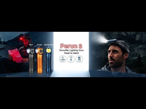 Налобний і кутовий ліхтарик Olight Perun 3 Black з пов'язкою - 3000 люменів