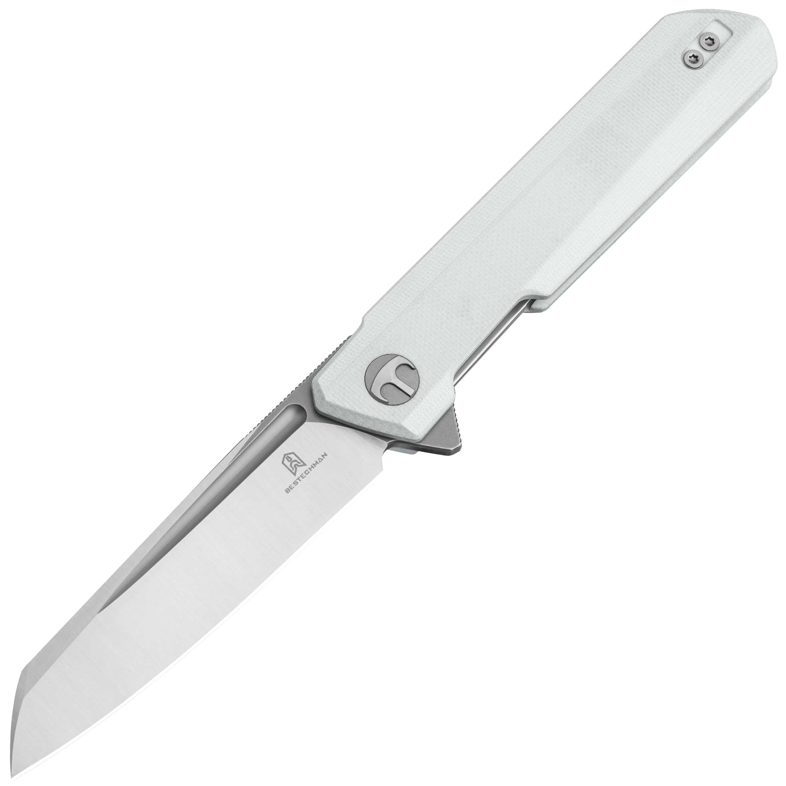 Nóż składany Bestechman Dundee Sheepfoot - White/Silver Blade