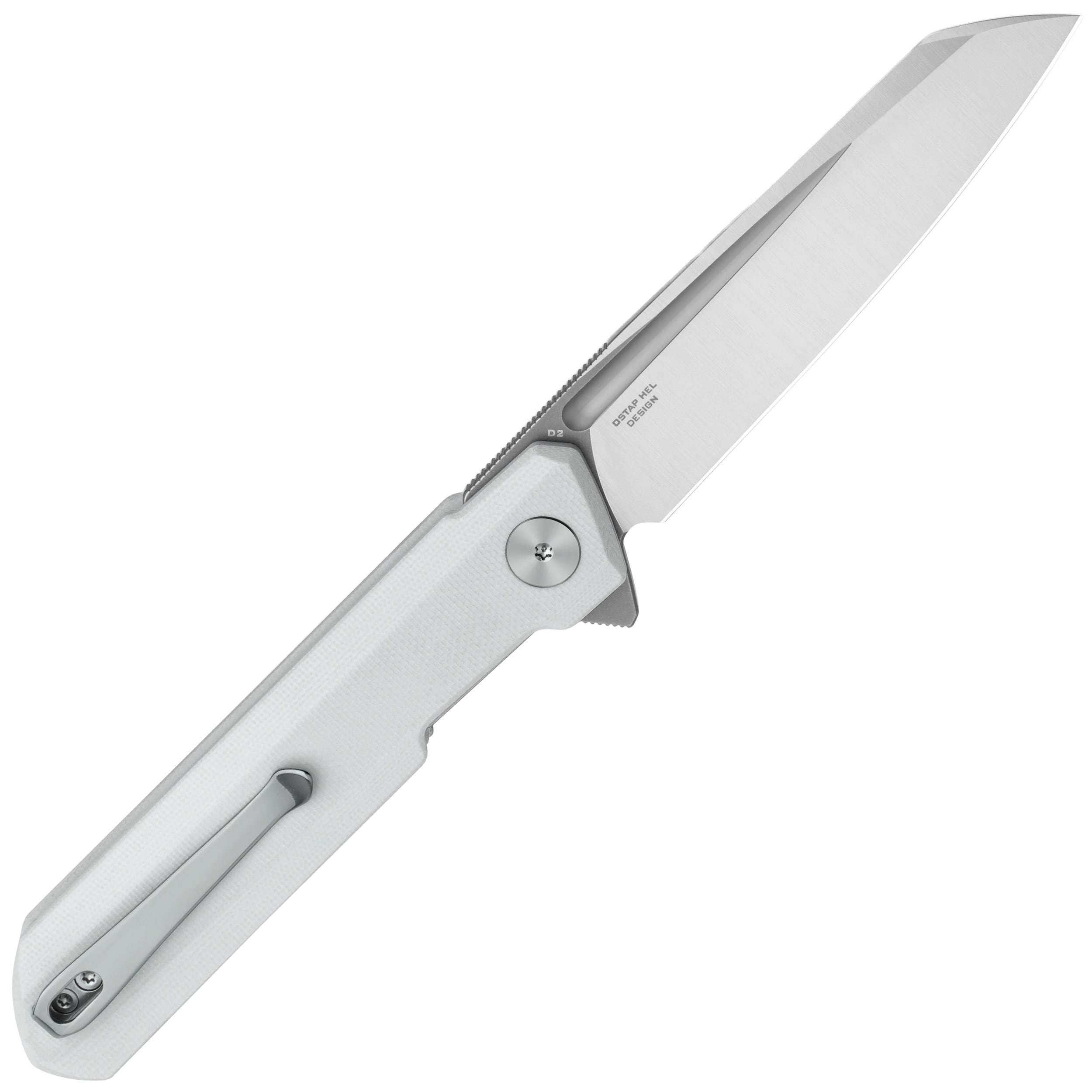 Nóż składany Bestechman Dundee Sheepfoot - White/Silver Blade
