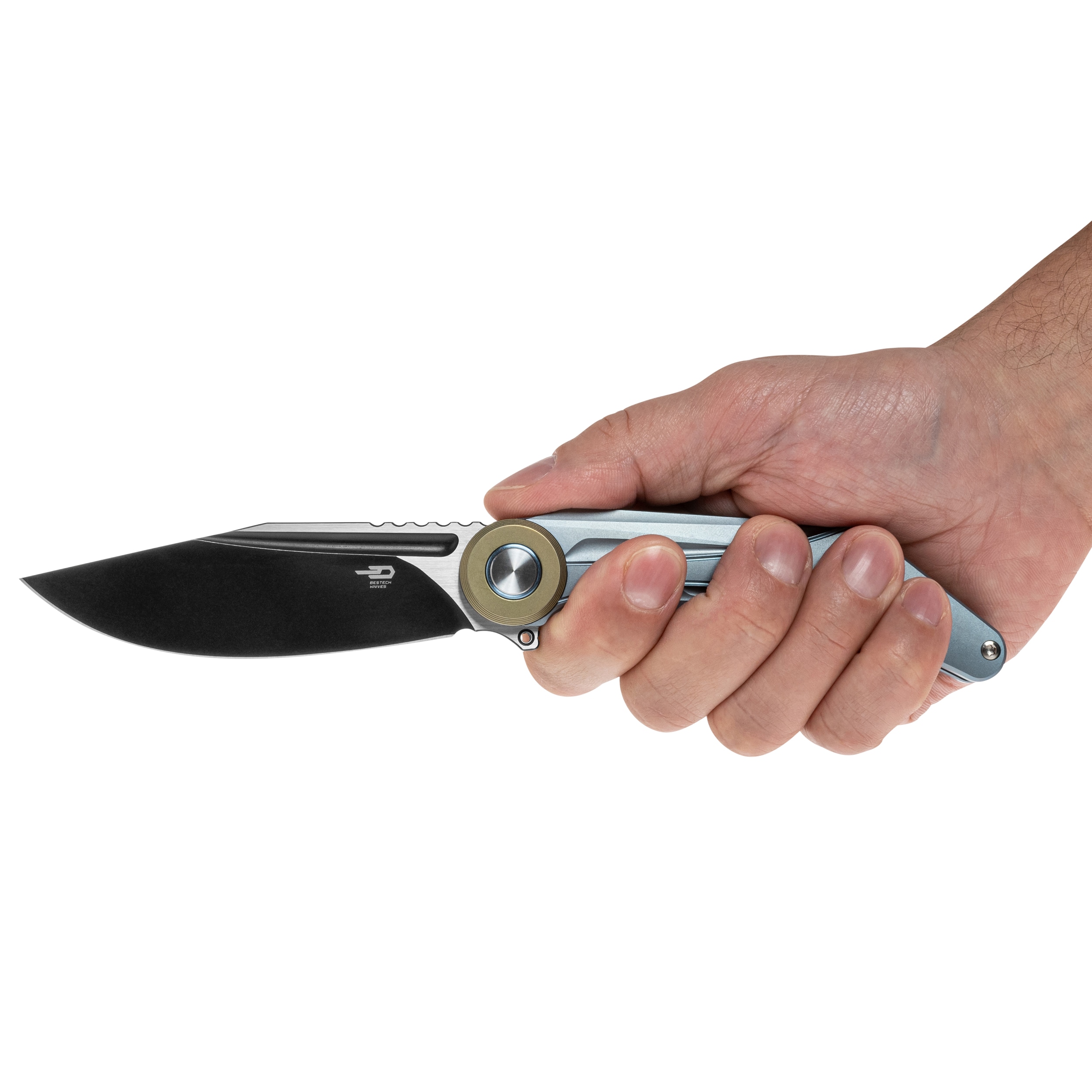 Nóż składany Bestech Knives Seraph M390 - Blue Titanium/Black Stonewashed Satin