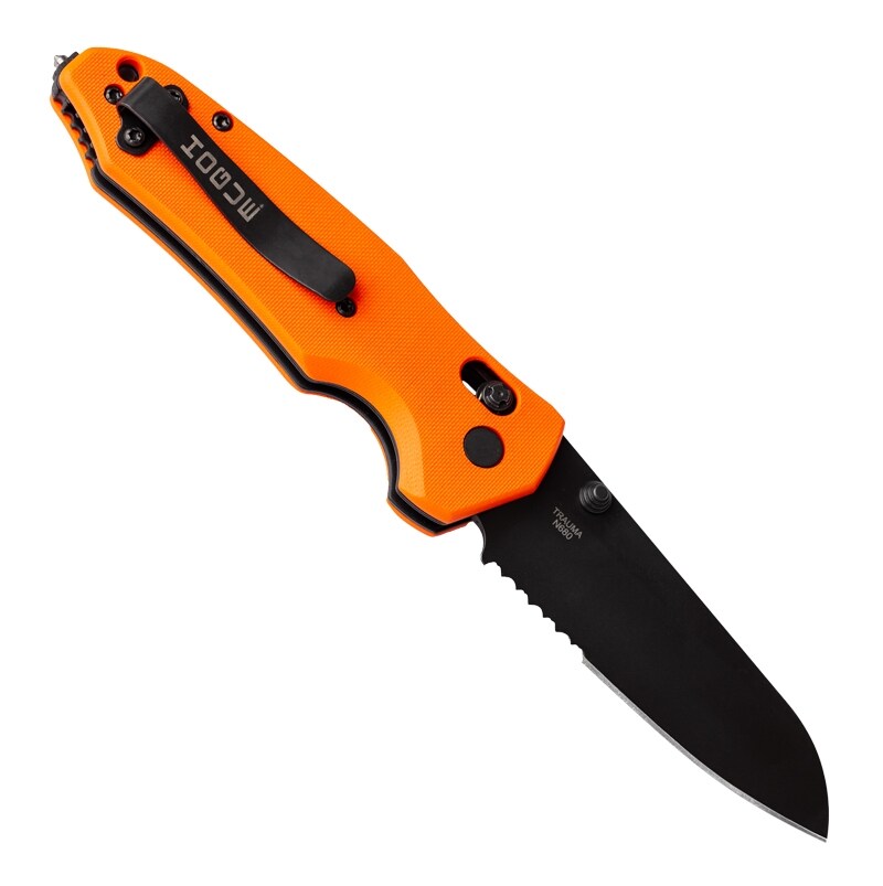 Складаний рятувальний ніж Hogue Trauma First Response Tool Partially Serrated Black Cerakote - Orange