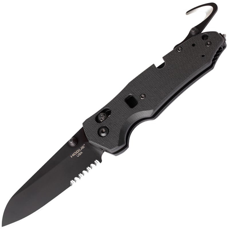 Nóż składany ratowniczy Hogue Trauma First Response Tool Partially Serrated Black Cerakote - Black