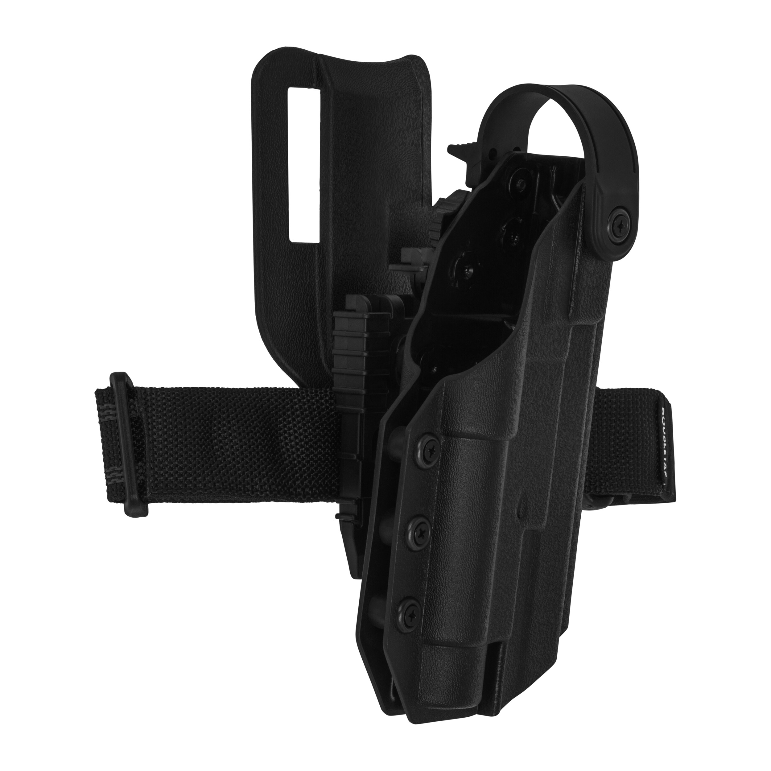 Kabura Doubletap Gear Kydex OWB Strighter SLS QLS Holster z pasem udowym do pistoletów Glock 19 z latarką TLR-1 - Black