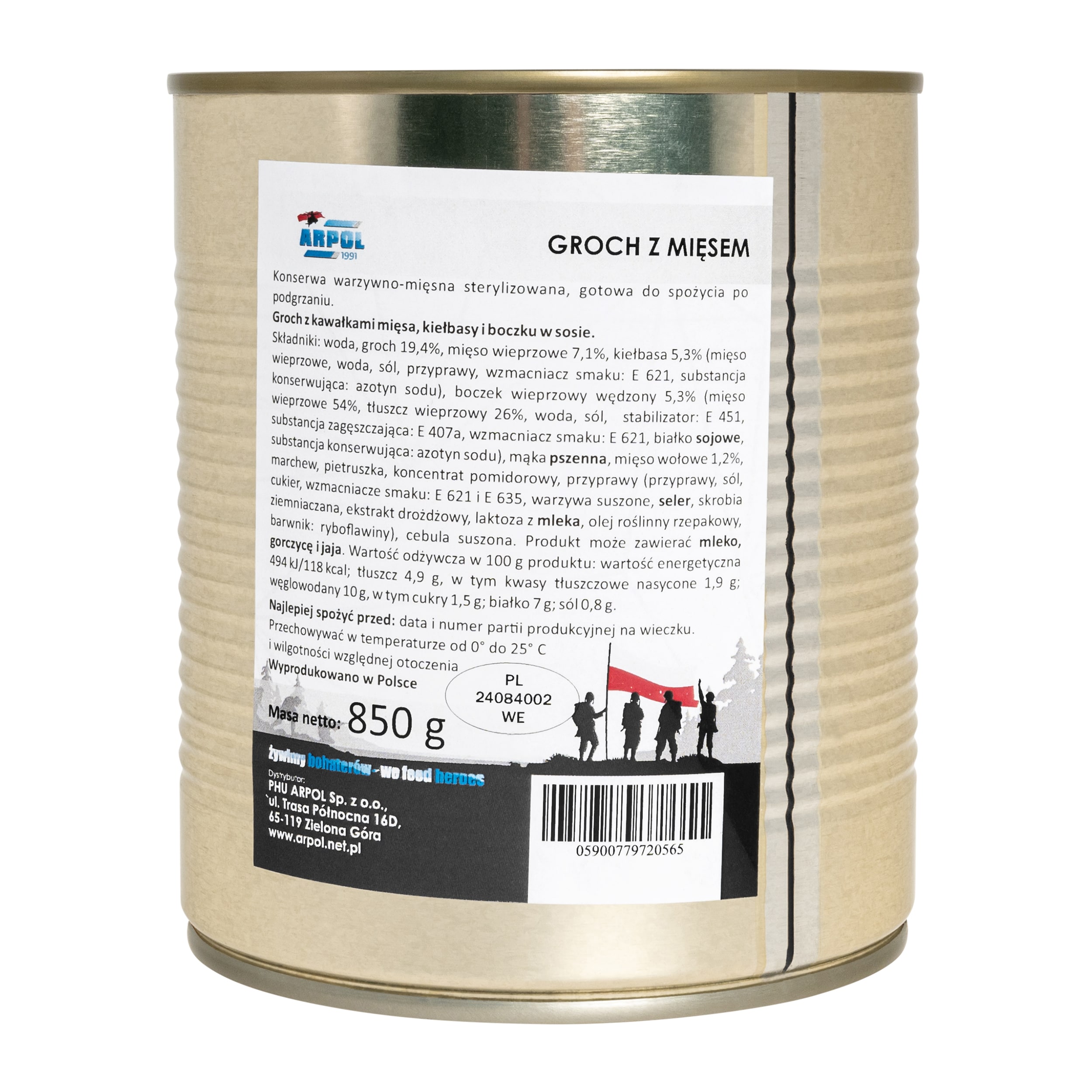 Żywność konserwowana Arpol - Groch z mięsem 850 g