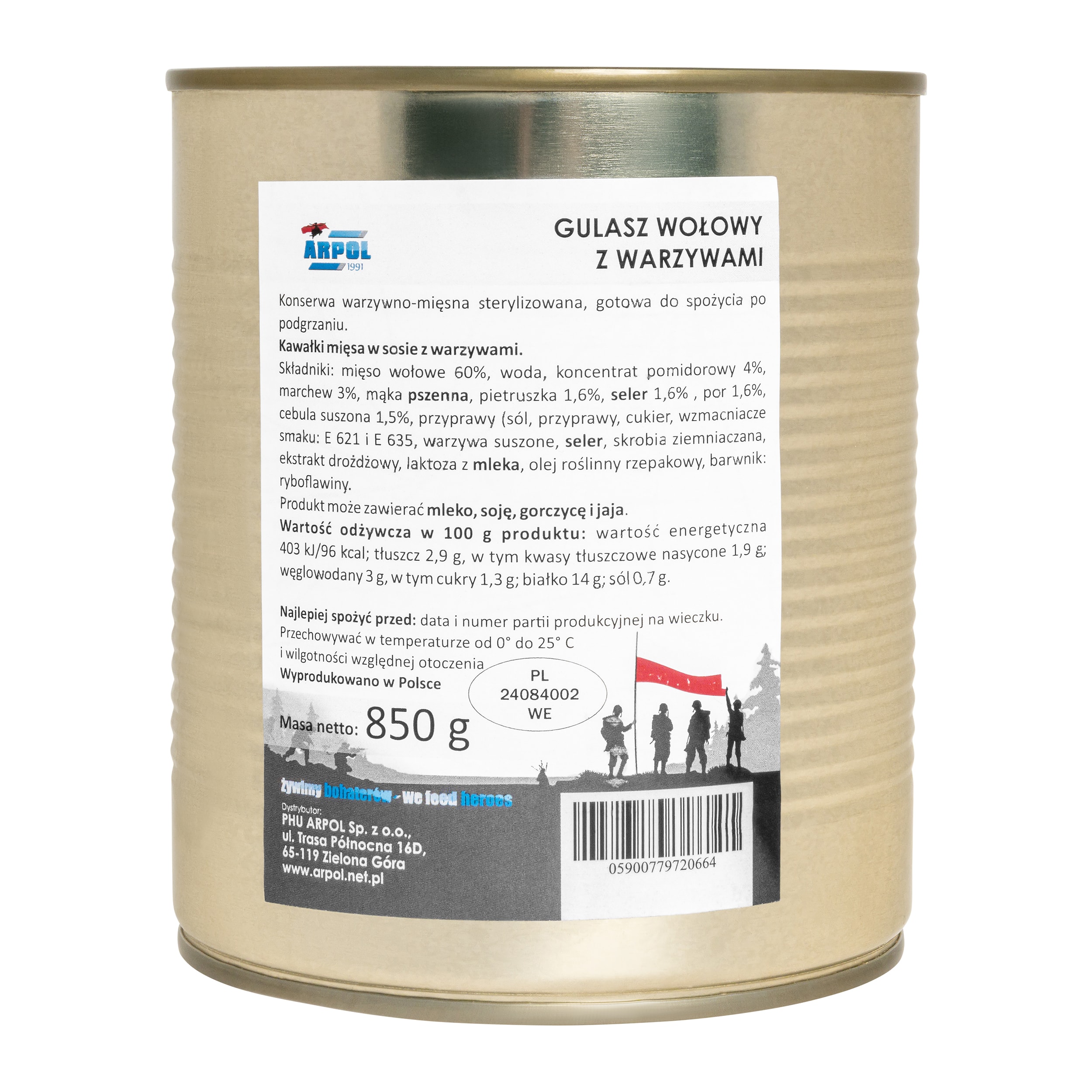 Żywność konserwowana Arpol - Gulasz wołowy z warzywami 850 g