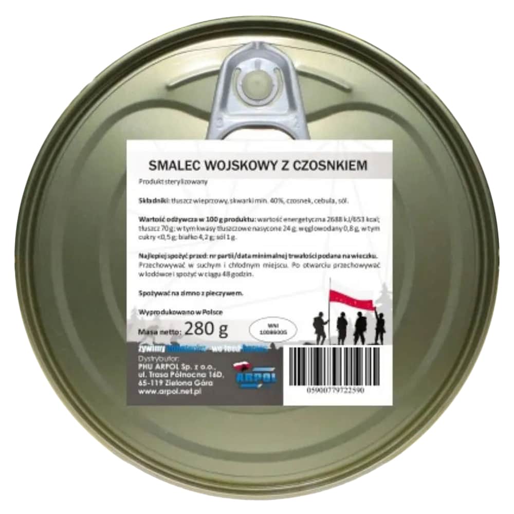 Żywność konserwowana Arpol - Smalec wojskowy z czosnkiem 280 g