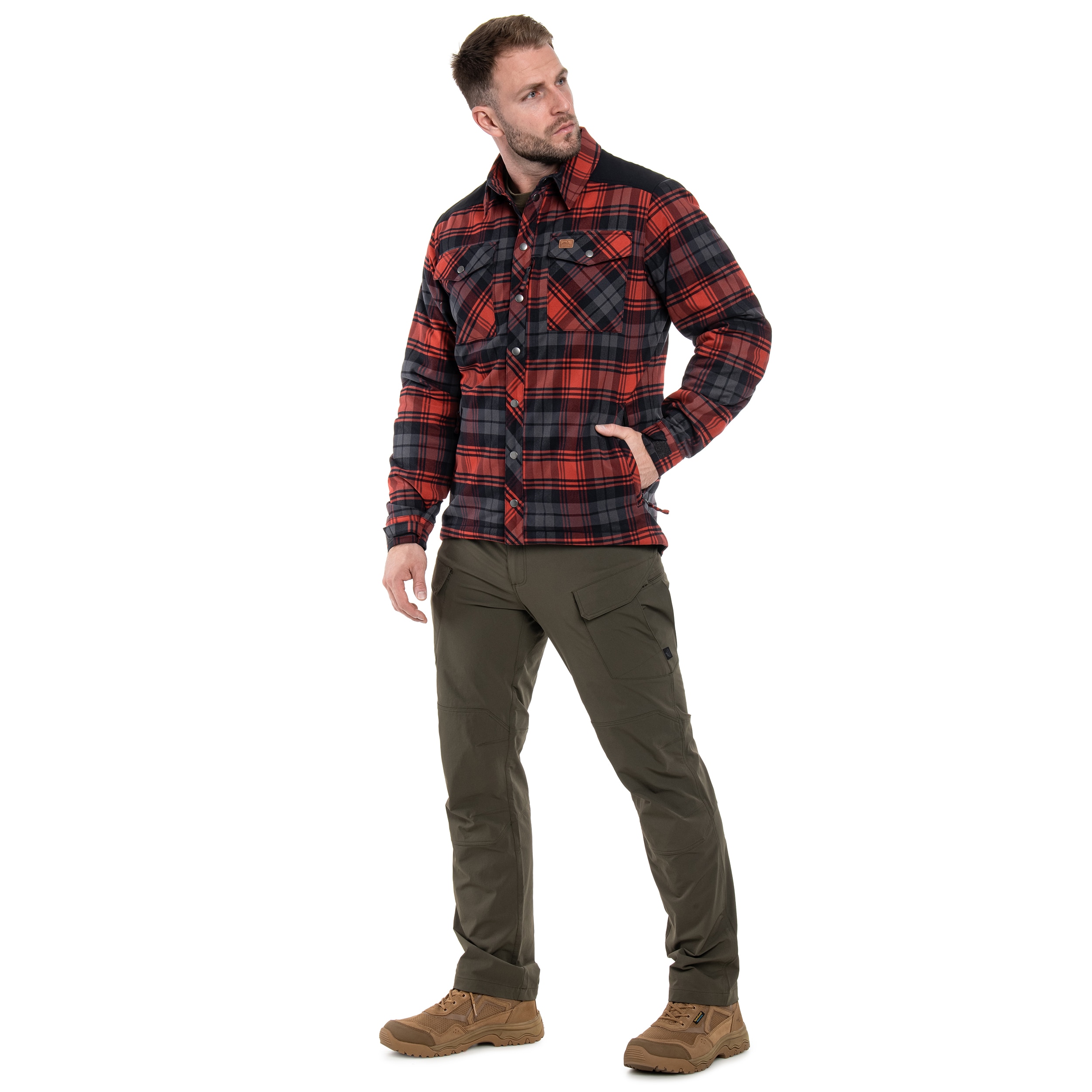 Koszula Helikon-Tex Winter Warden Long Sleeve - Slate Crimson Plaid