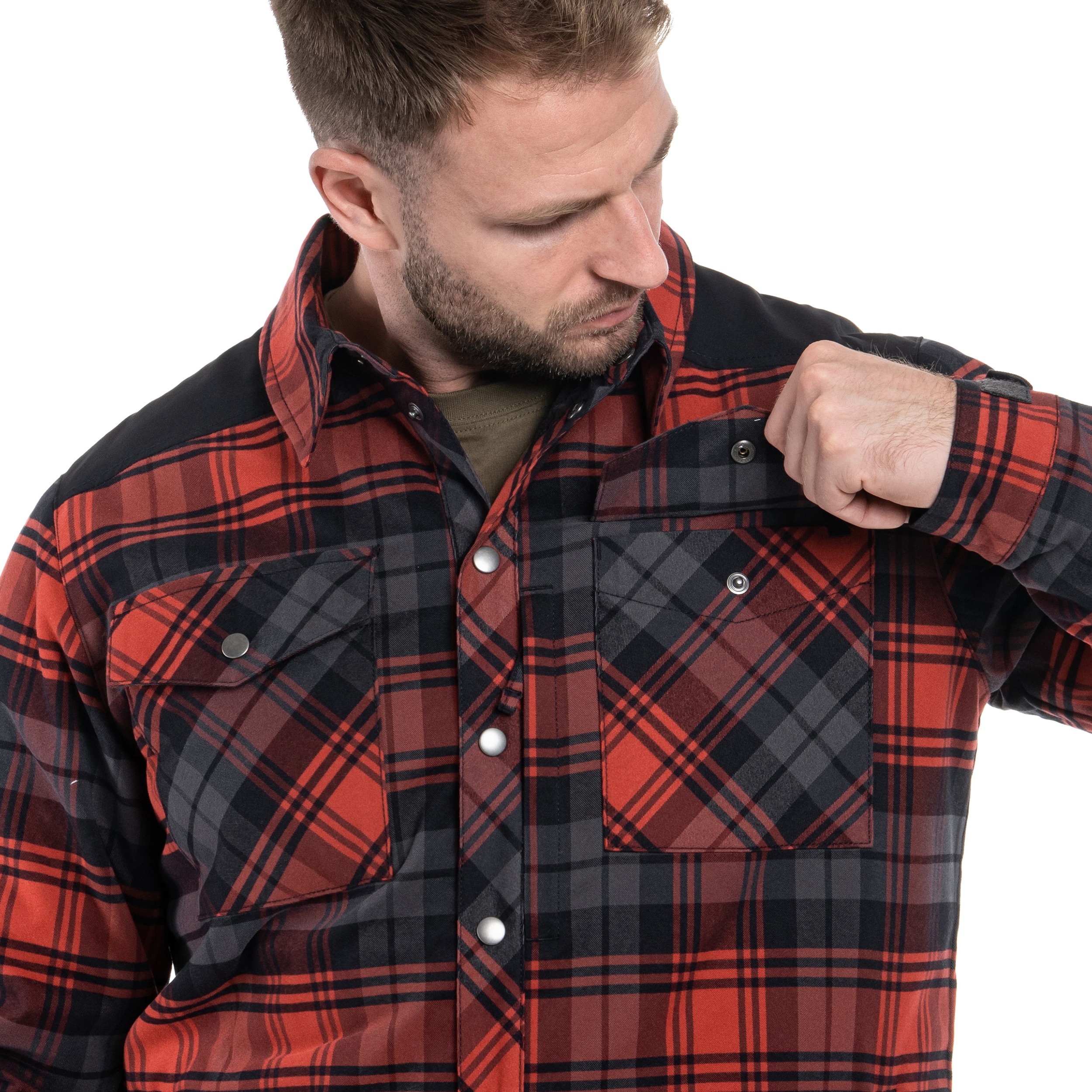 Koszula Helikon-Tex Winter Warden Long Sleeve - Slate Crimson Plaid