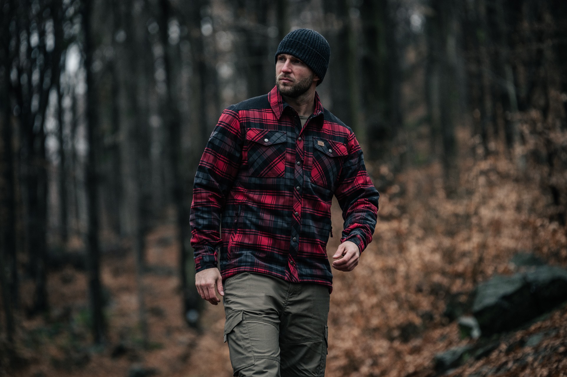 Koszula Helikon-Tex Winter Warden Long Sleeve - Slate Crimson Plaid