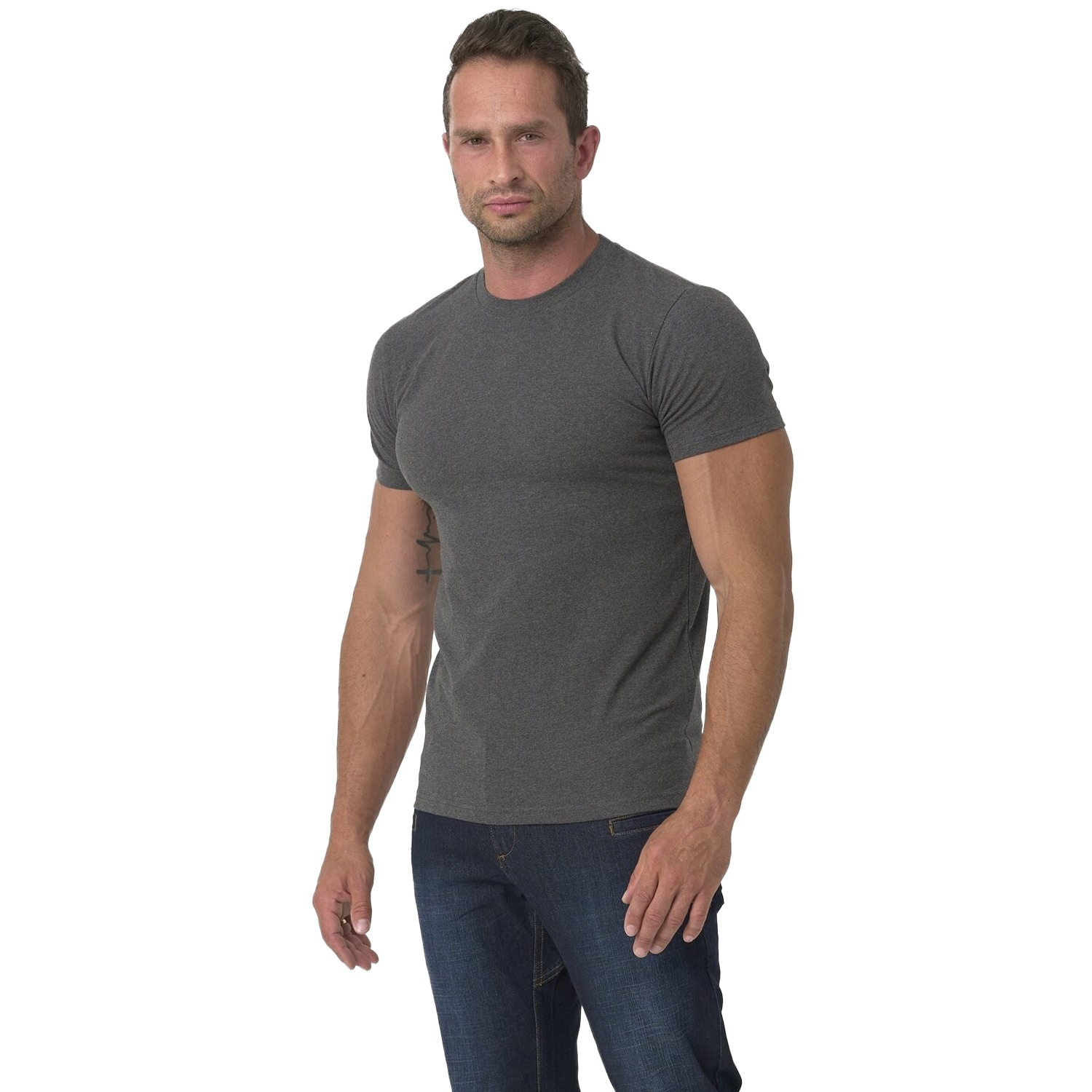 Koszulka T-Shirt Helikon-Tex z bawełny organicznej Slim - Black/Grey Melange